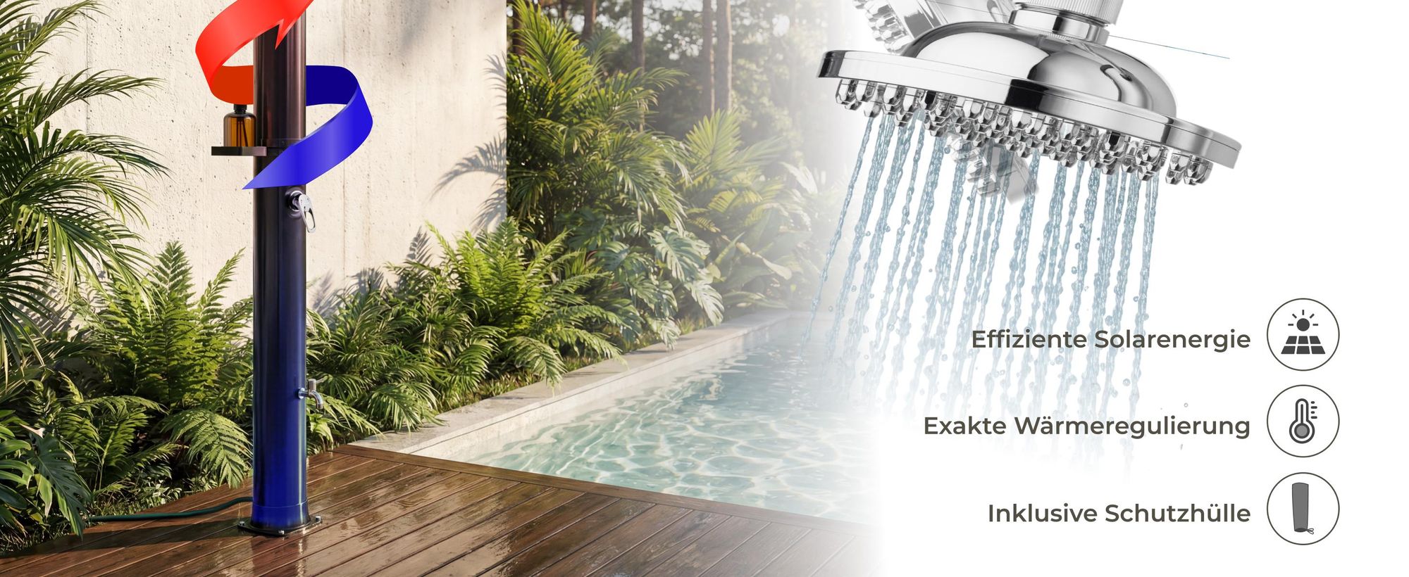 tectake® Solardusche Orinoco 40 Liter extra Wasserhahn