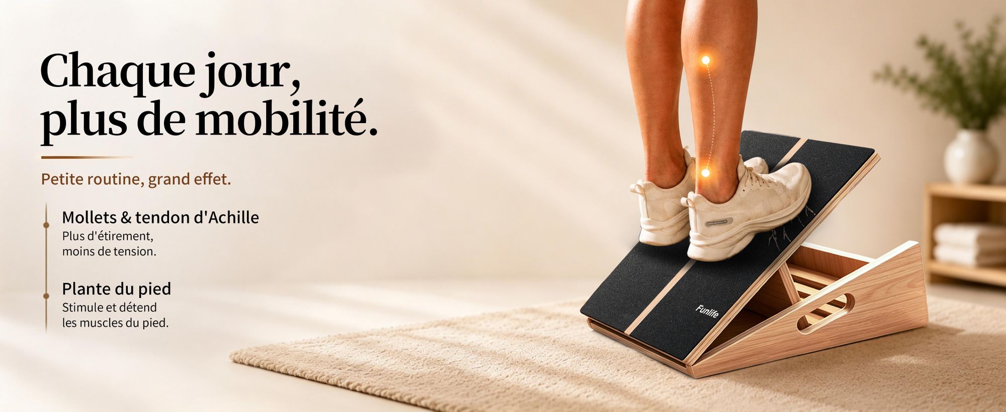 FunLife, planche inclinée en bois de la série Alpine, avec 5 niveaux de réglage (15°–35°) pour renforcer les mollets, antidérapante, idéale pour les mollets, le tendon d'Achille, le yoga et le fitness