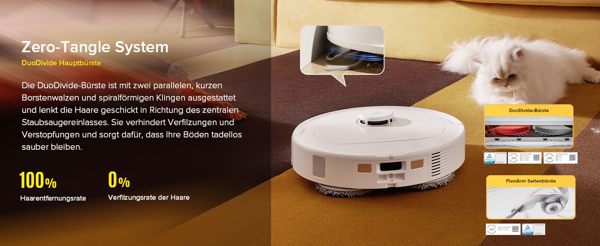 Roborock Qrevo S5V Saugroboter mit Wischfunktion, 12.000Pa, Zero-Tangle System, Warmlufttrocknung, Multifunktions-Dockingstation (Weiß)