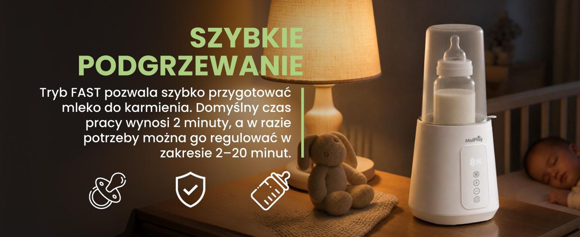 Podgrzewacz do butelek ze sterylizatorem i funkcją rozmrażania oraz przymywaniem temperatury