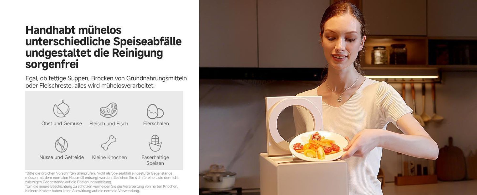 Dreame SF25 Küchenabfallzerkleinerer, Trion Dreiklingensystem, Aktivkohlefilter, Geruchskontrolle, Selbstreinigung bei hohen Temperaturen,2.5L,27dBA