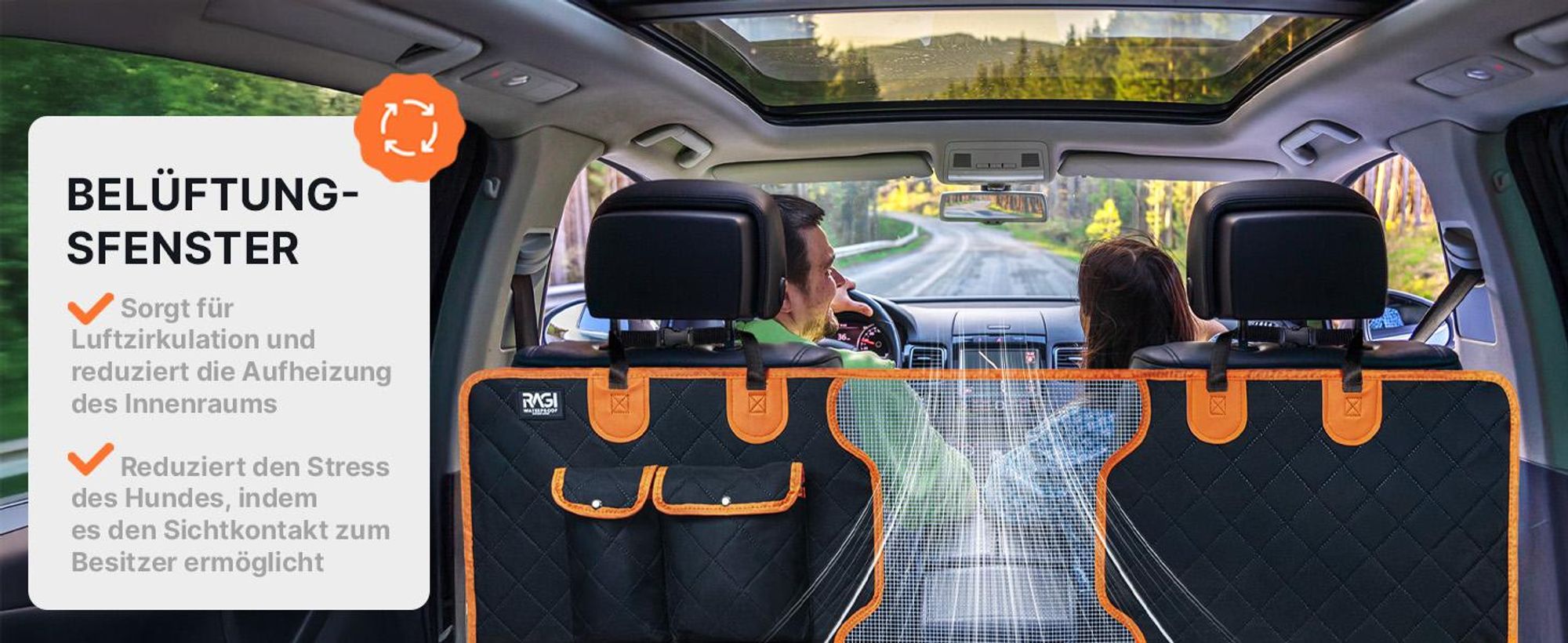 RAGI Hundedecke Auto Rückbank Kofferraum Vordersitz 4in1 Schondecke Hundematte Autositz Hundetransportbox Wasserdicht Rutschfest Seitenschutz