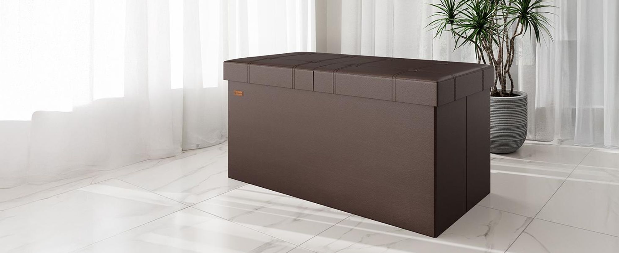 CASARIA® Sitzbank mit Stauraum Faltbar Weiß 115x40x40cm Gepolstert Deckel Kunstleder Schlafzimmer Wohnzimmer Flur Sitztruhe Truhenbank Polsterbank