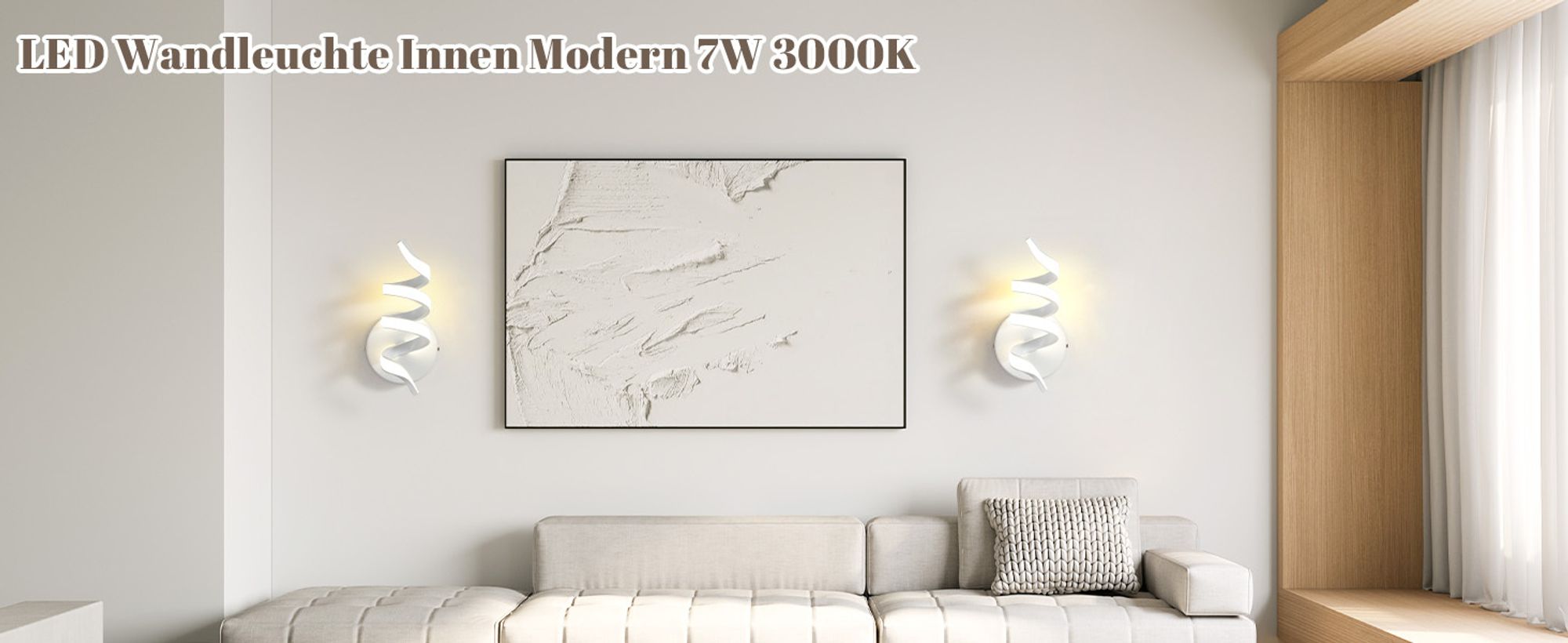 ZMH Wandleuchte Innen LED Wandlampe Treppenhaus Wohnzimmer Schlafzimmer Flur Modern Design Wand Lampe 7W Weiß Wandleuchten Badezimmer Warmweiß 3000K