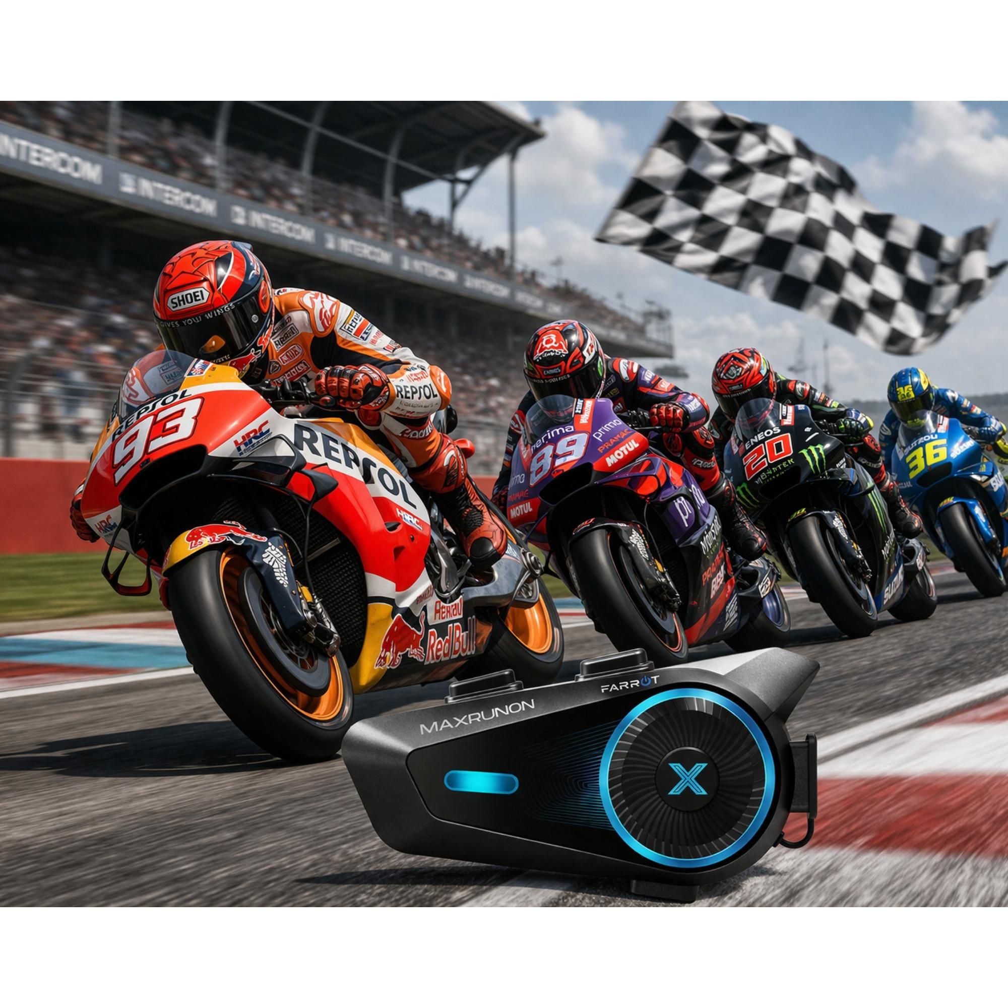 Interkom do motocyklovej prilby FARROT D10 Bluetooth 5.4 Mesh s aplikáciou MAXRUNON a FM rádiom