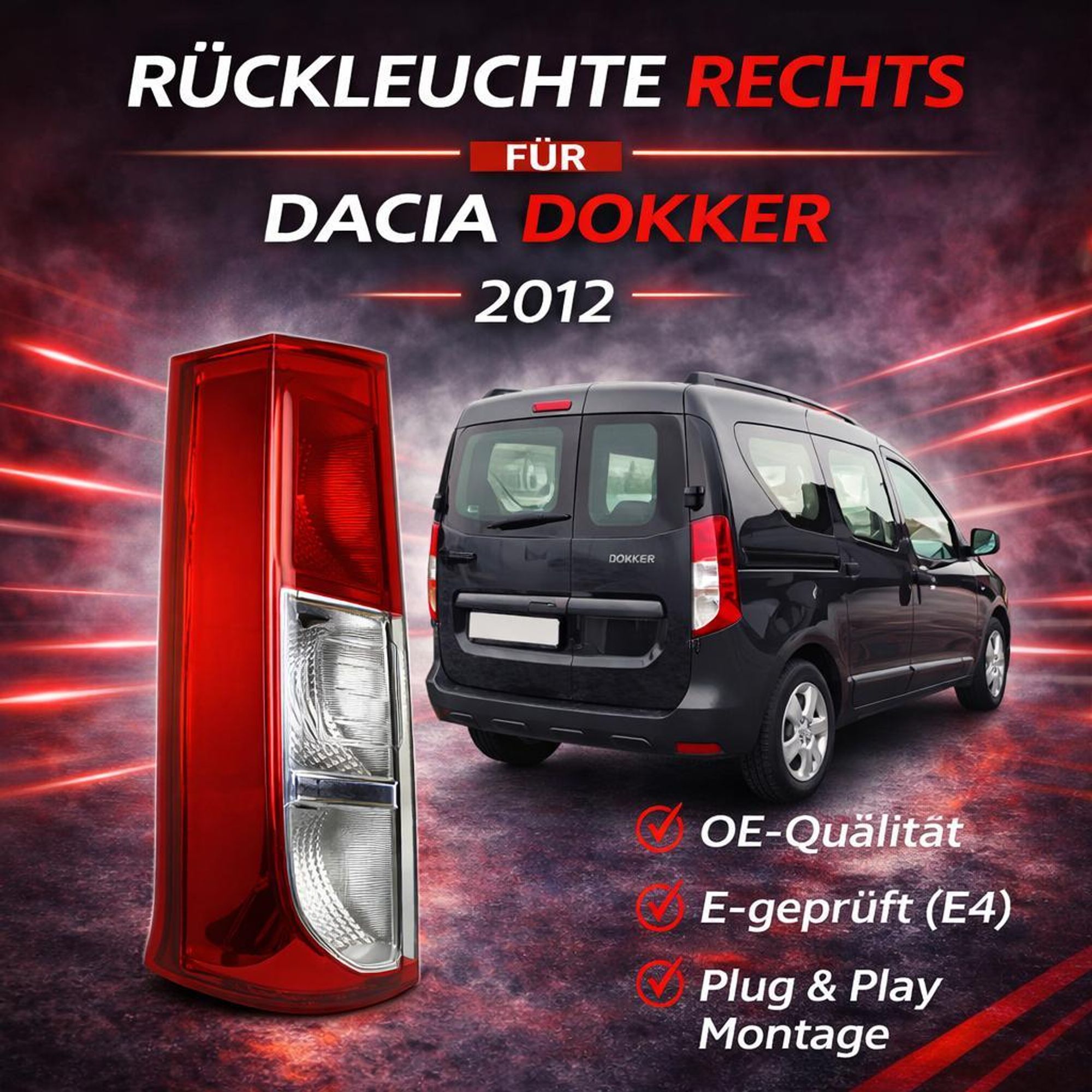 Rückleuchte Heckleuchte Rücklicht Rechts Für Dacia Dokker 2012- 265500284R