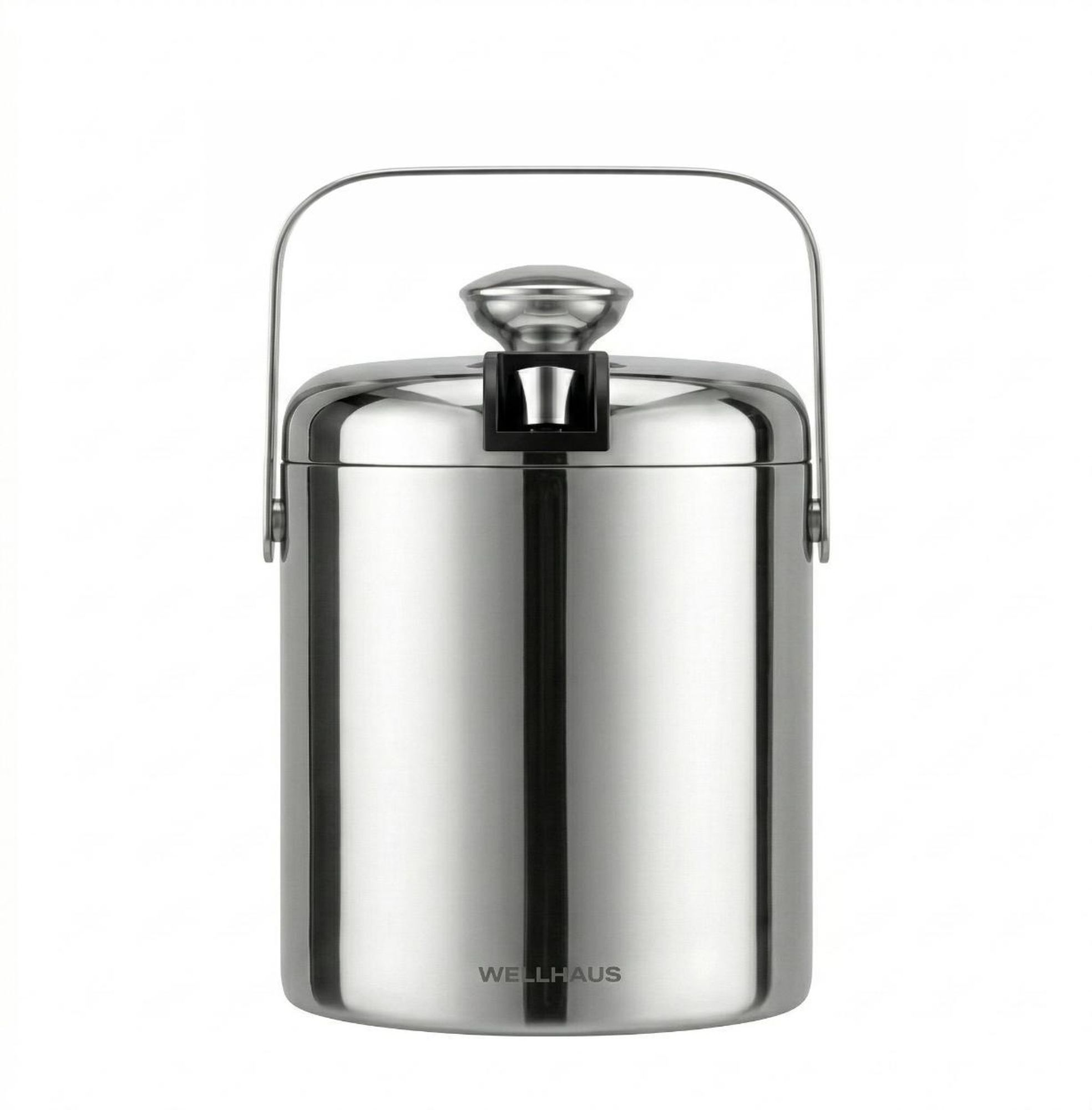 WELLHAUS Eiskübel mit Zange 1,3L aus Edelstahl