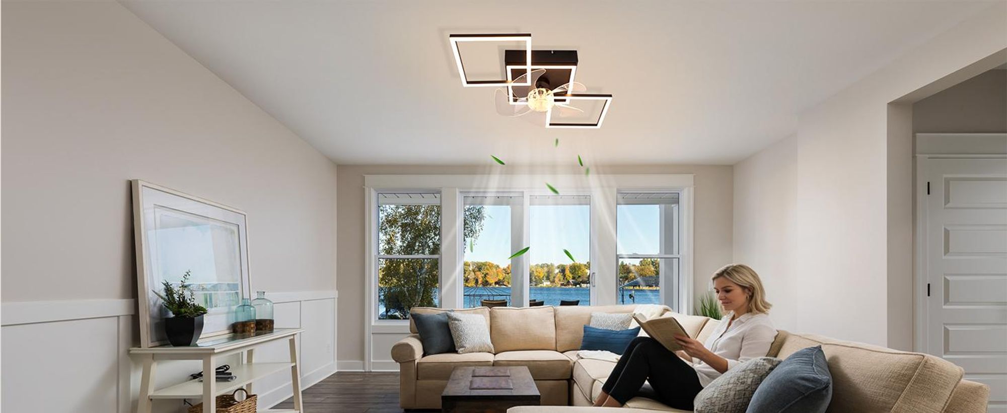 ZMH LED Deckenventilator 68cm mit Beleuchtung 6 Gang Deckenventilatoren Licht Dimmbar Deckenlampe Fernbedienung Timer für Wohnzimmer Esszimmer