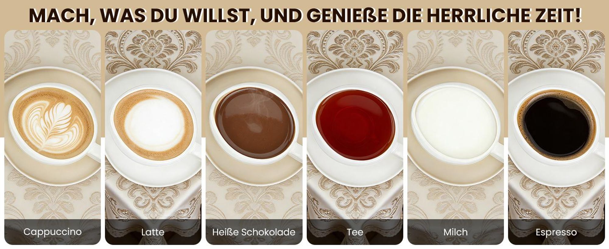 HOMELUX Tassen Set 6er mit Untertassen 120 ml Kaffeetassen Set Espressotassen Set 6 Personen, Hält Lange Warm Spülmaschinenfest Kaffee Tassen Sets