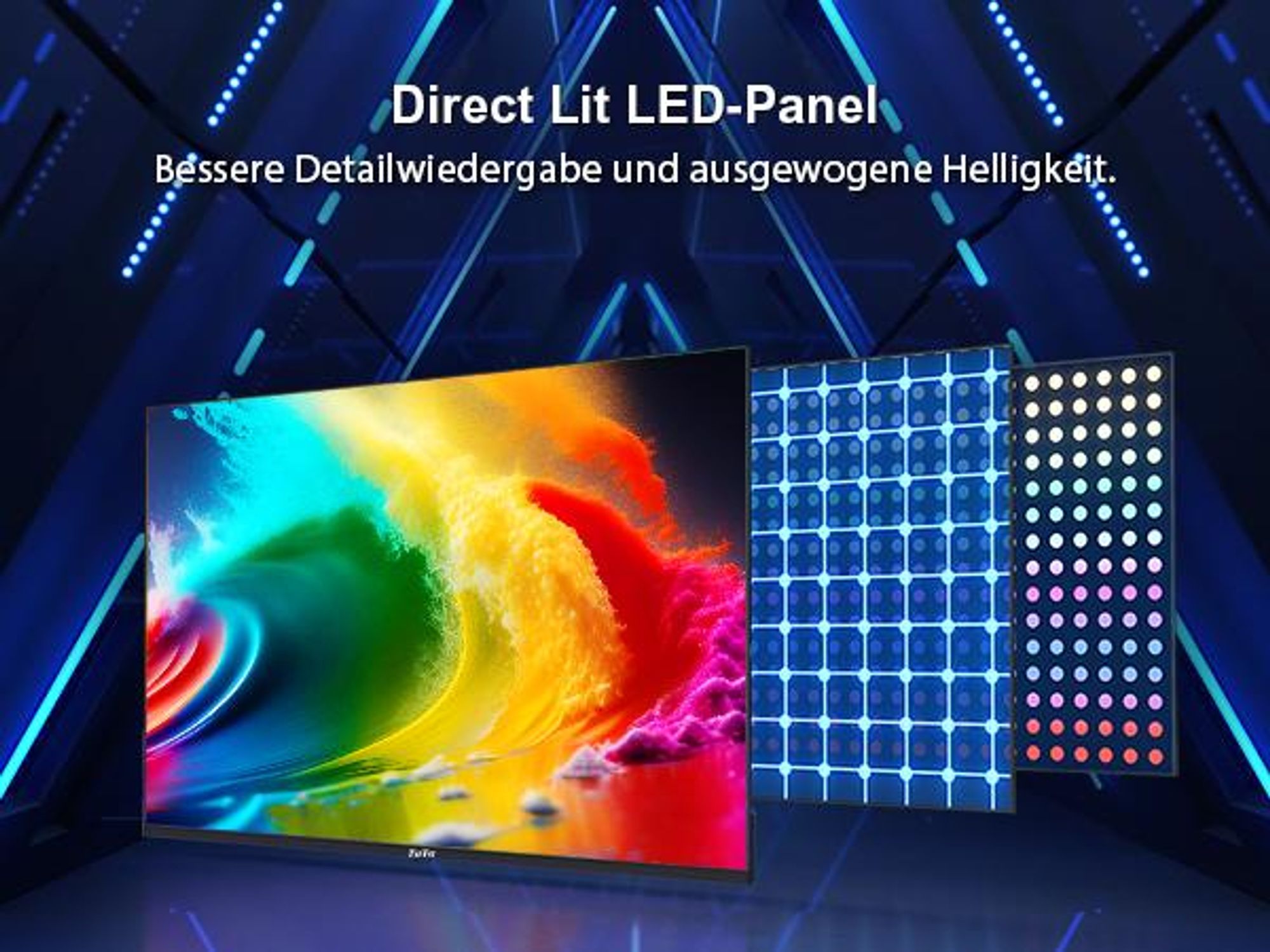 TuTu Android Smart TV - QLED 4K Ultra HD - 55 Zoll/140 cm - Sprachsteuerung & Streaming-Apps - HDMI x3, USB x2, CI+ - Tripple Tuner DVB-T/T2/S/S2/C - Randlos Design - Montiert in Eindhoven, Niederlande - TUQ55UN1