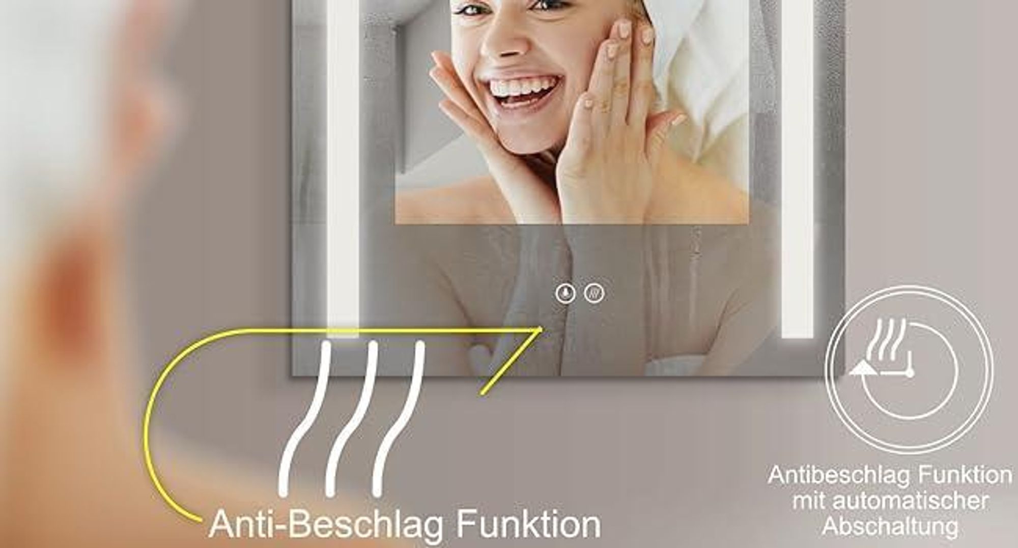 HOKO Badspiegel Wandspiegel 60x80cm+LED Wechsel Warmweiß-Kaltweiß-Neutral.mit Touch Schalter/Wandschalter einschaltbar.Memory-Funktion. IP44.Stuttgart