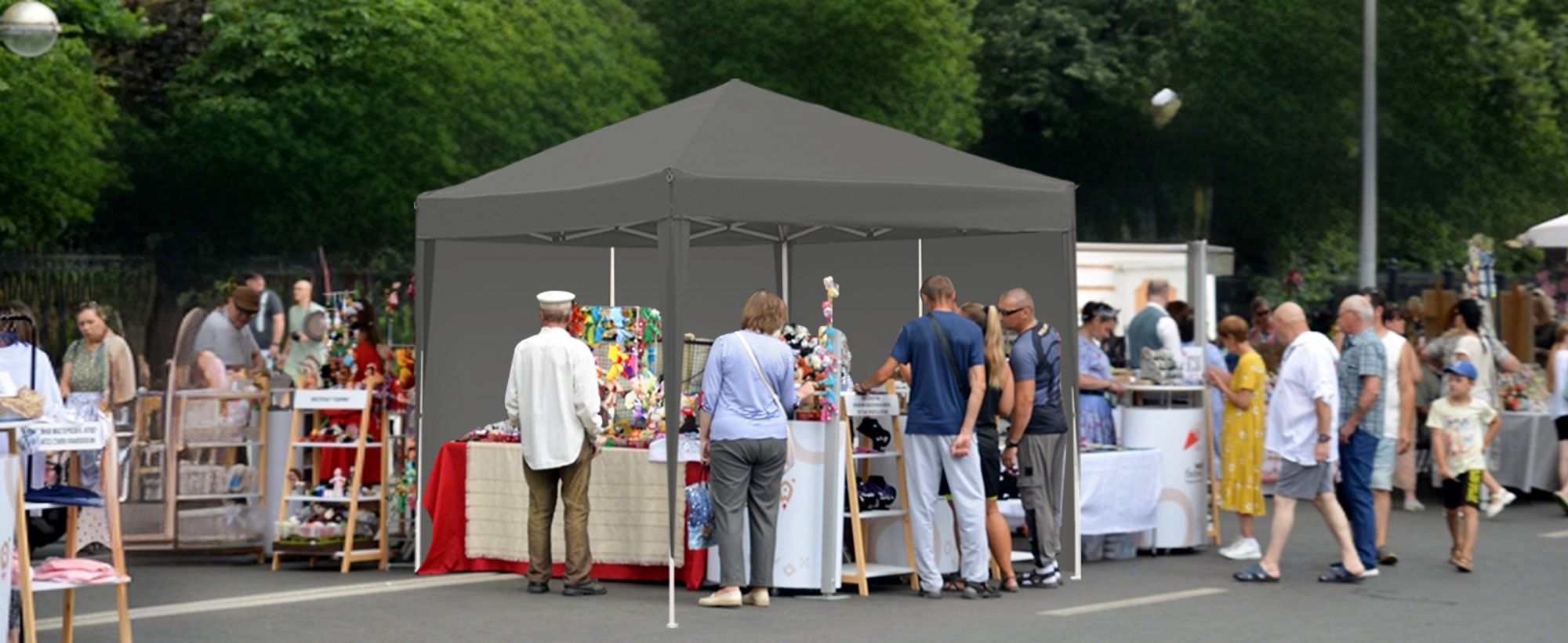 Sekey 2 Seitenteile für 3x3 /3x6m/3x9m pavillon mit Reißverschluss, Grau