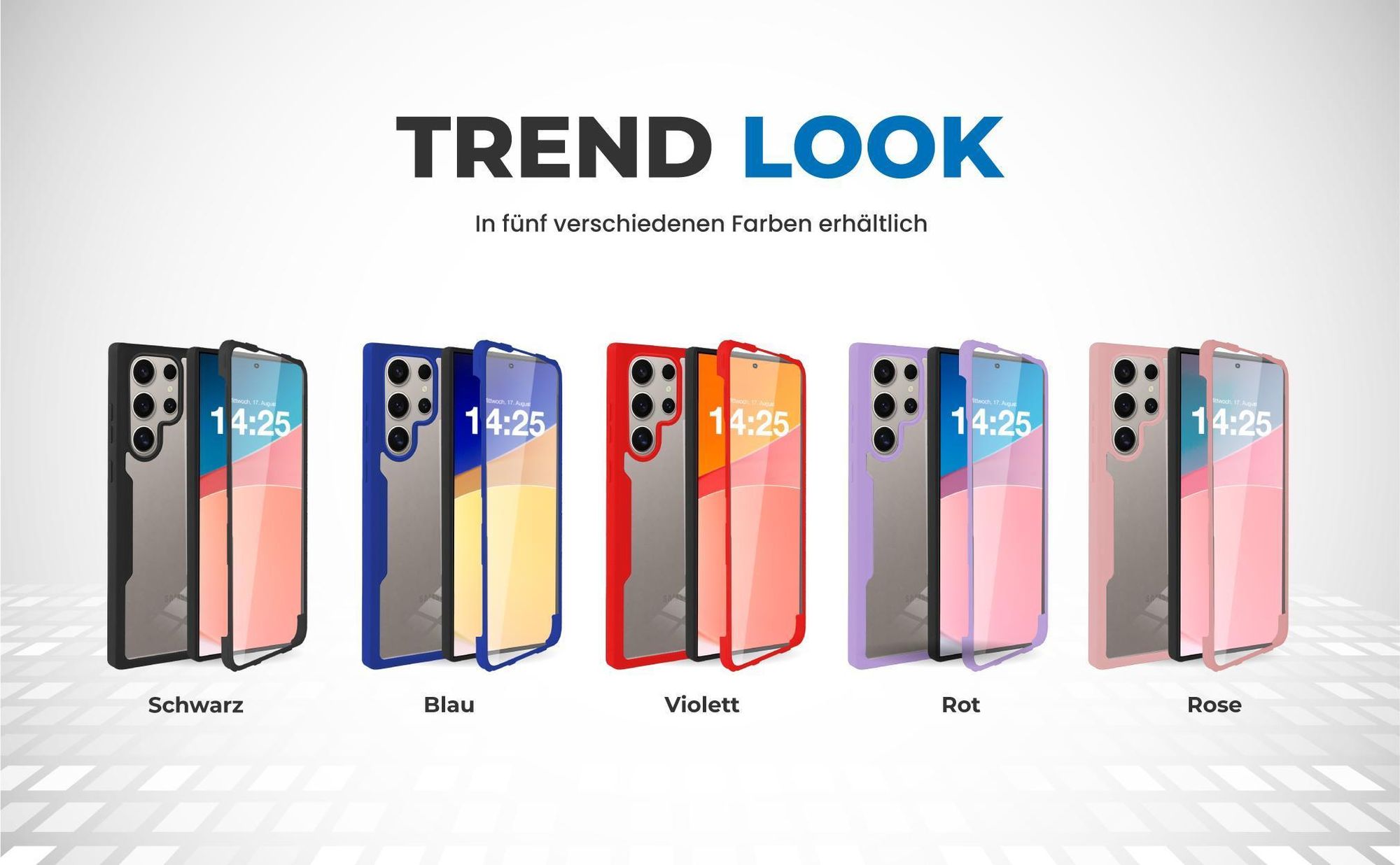 360 Grad Cover Front Back für Samsung Galaxy S25 Ultra in verschiedenen Farben