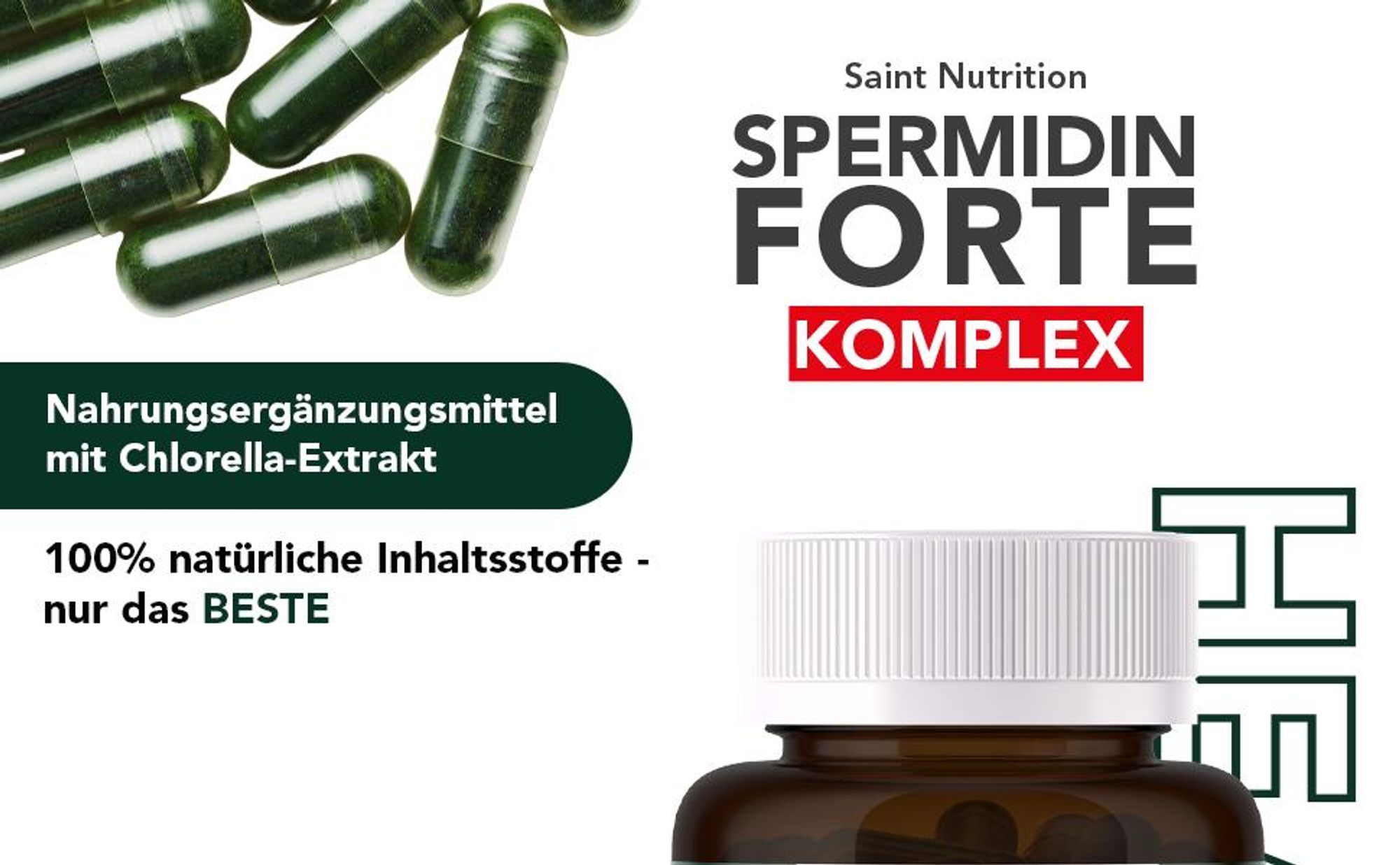 Saint Nutrition® Spermidin Kapseln | Hochdosiert mit 6mg Spermidin pro Kapsel – Zellschutz – Vitalität, Energie und Wohlbefinden -  vegan
