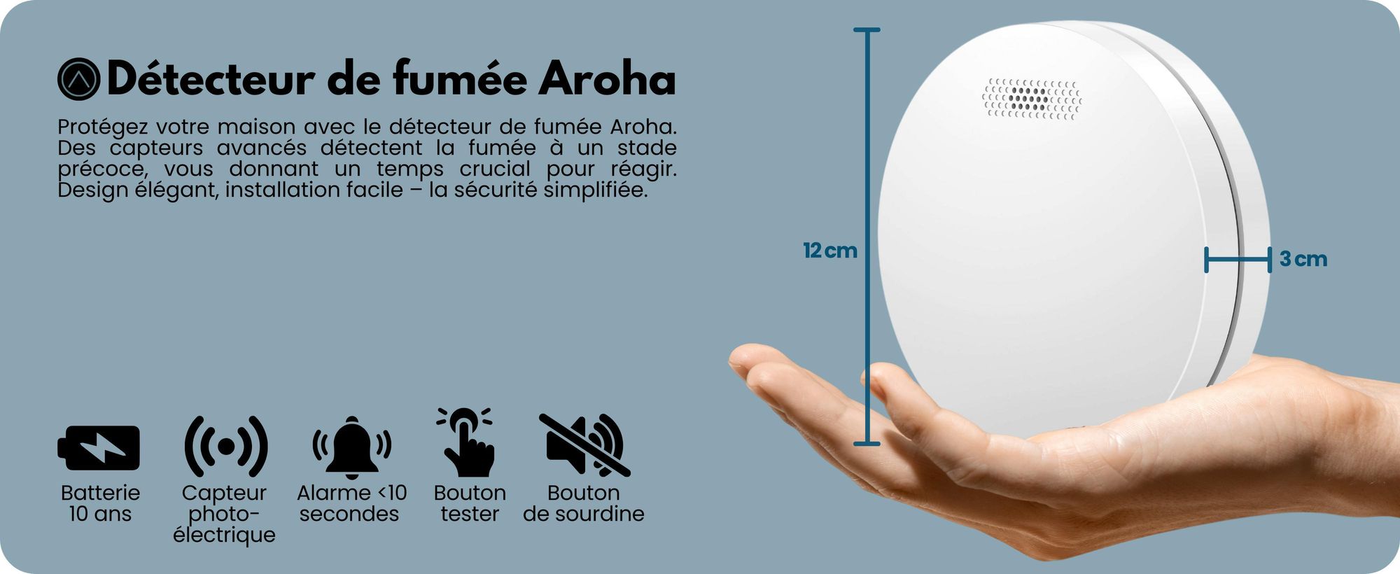 Aroha Smart Connect Détecteur de Fumée Connecté - Batterie de 10 Ans - Alarme Incendie WiFi Avec Smart Life & Tuya