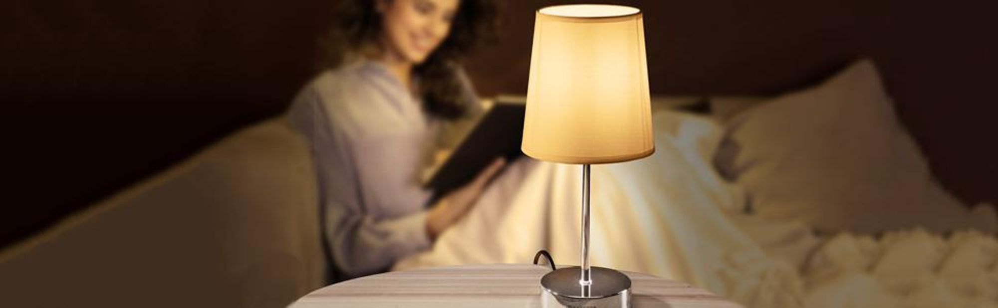 MONZANA Nachttischlampe, Tischlampe mit Kabel, 32 cm, Weiß