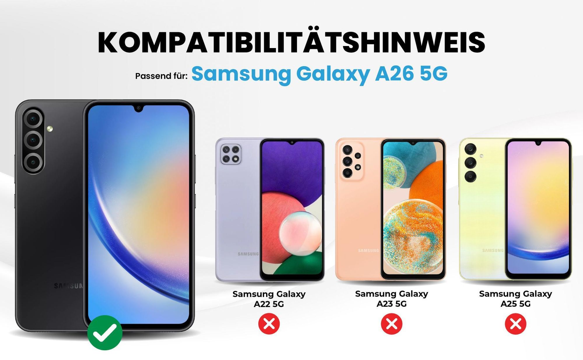 Kompatibilitätshinweise Hülle für Samsung Galaxy A26 5G