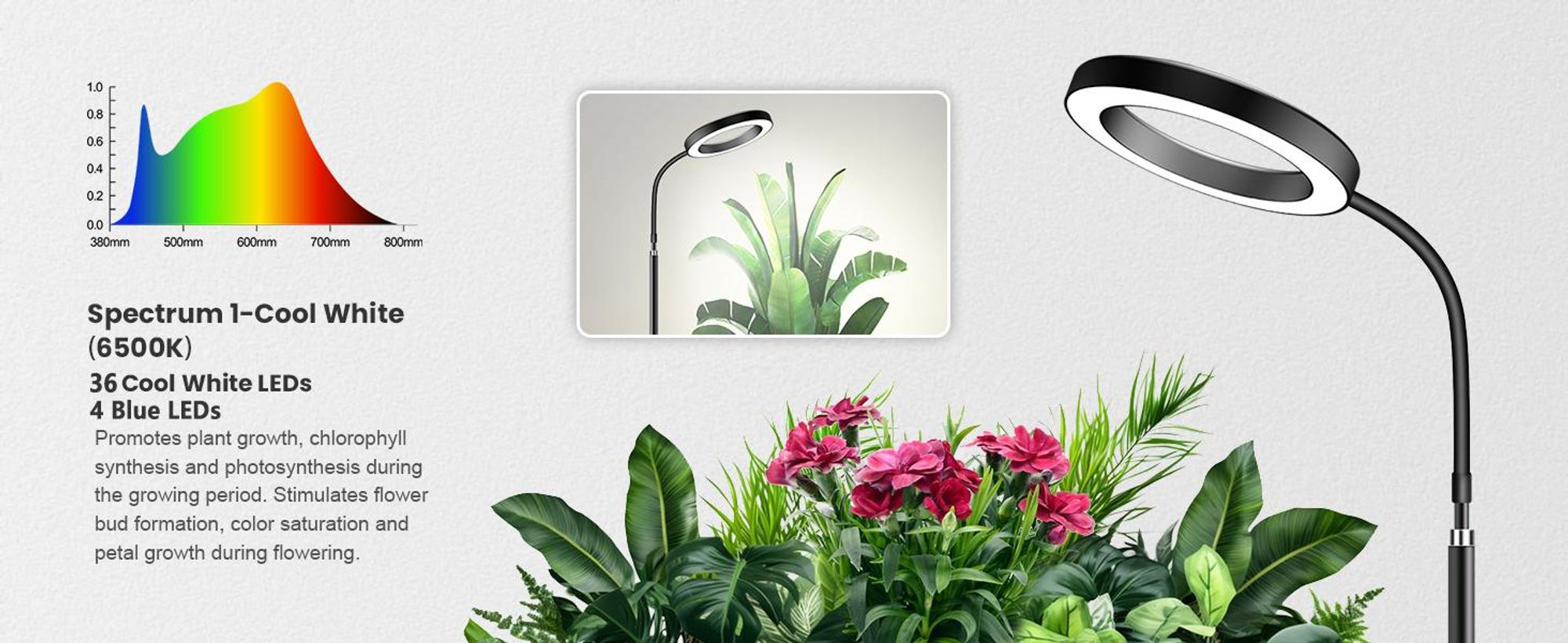 LED Pflanzenlampe, 72 LEDs, Vollspektrum Dimmbar, mit Zeitschaltuhr, 58-170 cm verstellbarem Stab, Gemüse Pflanzenlicht Grow Lampe, für Zimmerpflanzen
