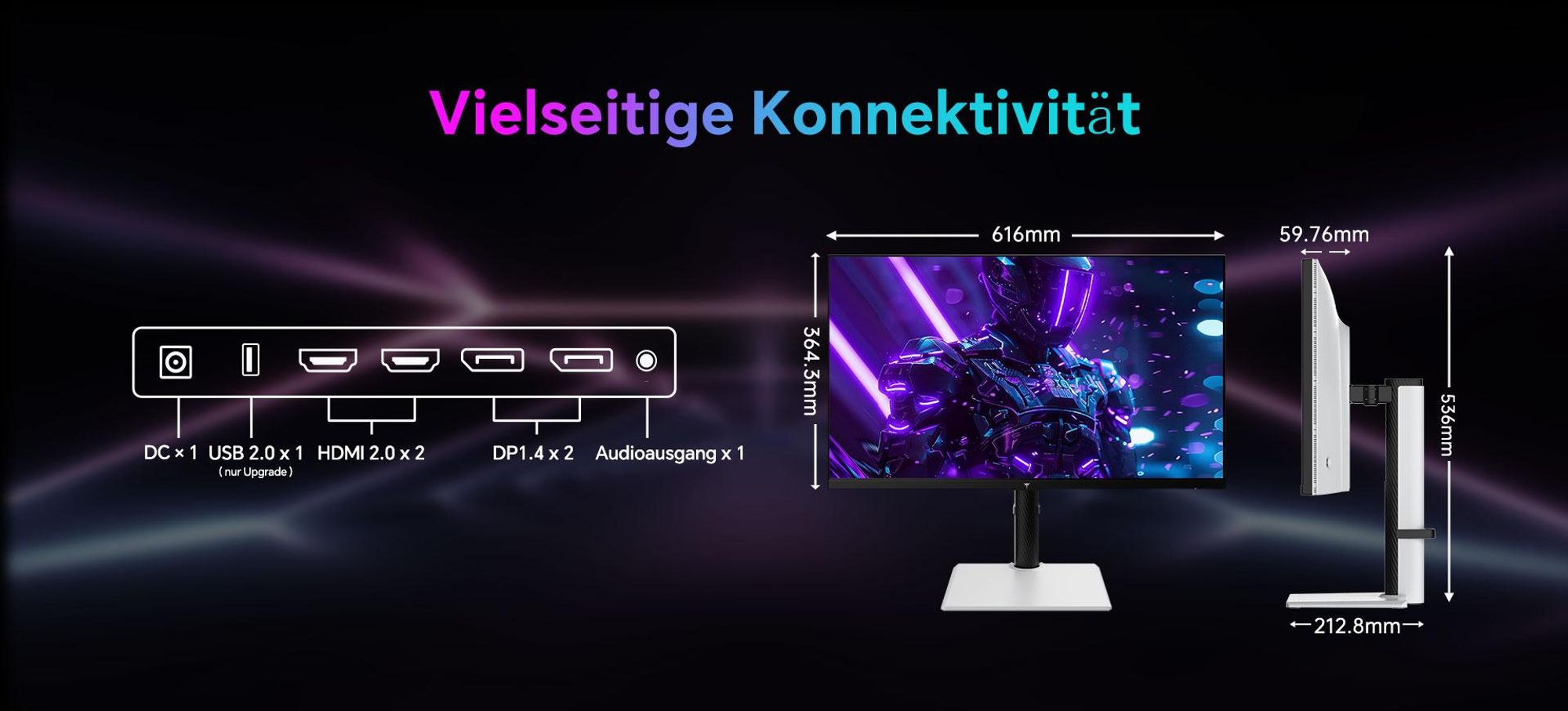 KTC H27T6 27 Zoll Gaming Monitor, QHD 210Hz Fast IPS, 1ms GTG, HDR400, FreeSync/G-Sync, höhenverstellbar