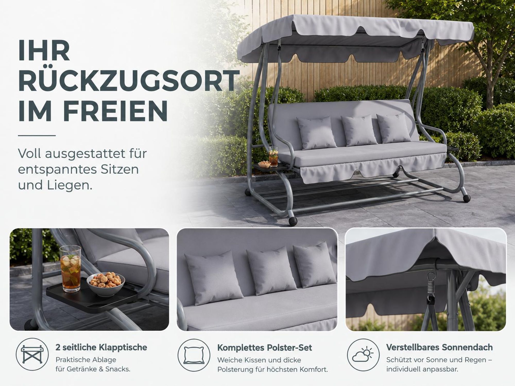 3-Sitzer Schaukel Schaukelliege