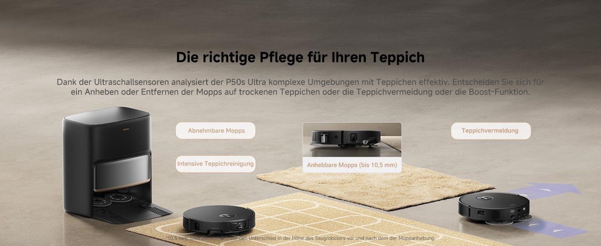 MOVA P50s Ultra Saug- und Wischroboter 24.000 Pa, Auto-Absaugstation, StepMaster, Dual-LiDAR, mit 1L Extra Reinigungsflüssigkeit