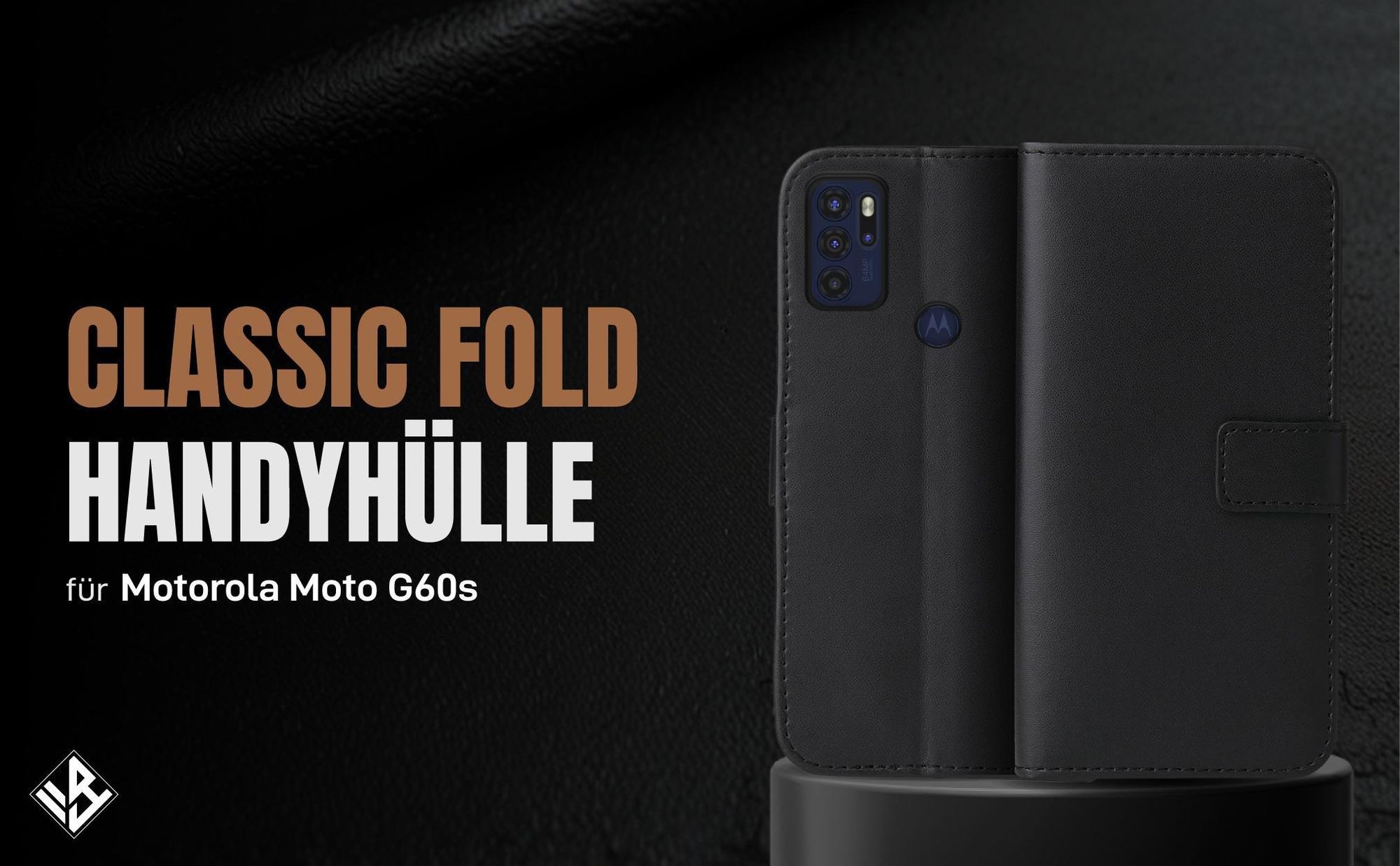 Schwarze Klapphülle für Motorola Moto G60S mit Wallet-Funktion