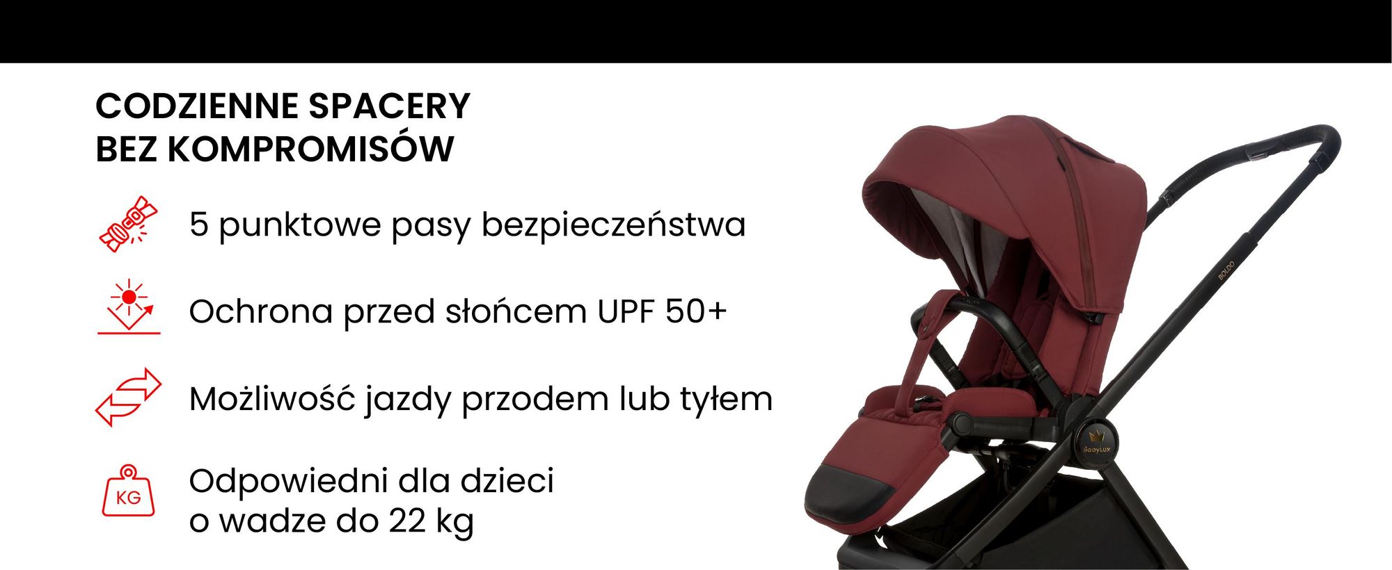 BabyLux® Wózek Dziecięcy 4w1 BOLDO Spacerówka Gondola Lekki Składany Zestaw, Fotelik Samochodowy I-Size, Baza do Auta, 4 Pozycje Oparcia, Akcesoria