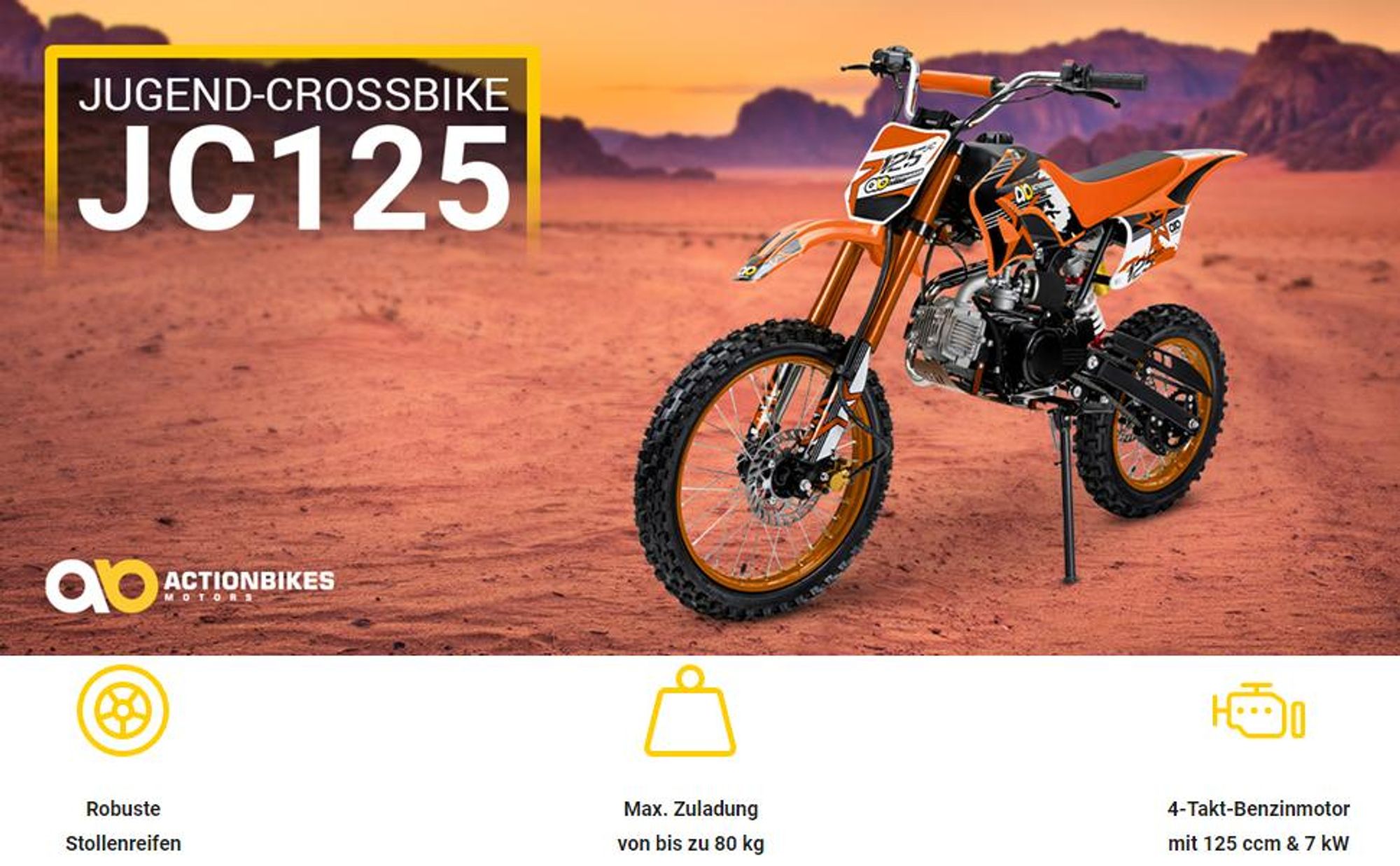 Actionbikes Motors Kinder Crossbike JC125 | Benzin Jungend Motorrad - Motorcross - Stollenreifen - Pocketbike - Dirtbike - Cross Bike (Blau)