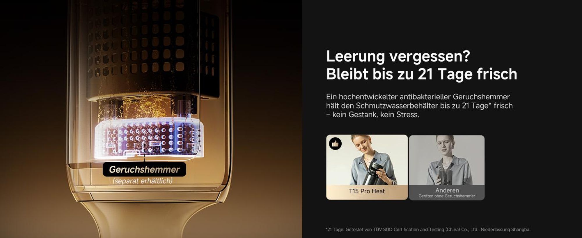 Dreame T15 Pro Heat Nass-und Trockensauger,30kPa Saugleistung Akku-Staubsauger,9,85cm ultraschlank,95℃ Heißwäsche＆Leises Trocknen,Reinigungssystem,LED