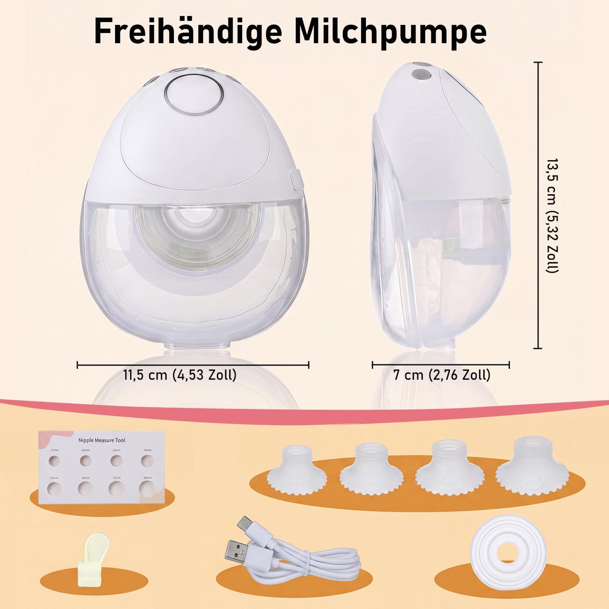 2 Stück Elektrische Milchpumpe Milchbehälter elektrisch tragbar 3 Modi 12 Stufen LCD Display mit USB-C 4 Trichtergrößen tragbar,Akku