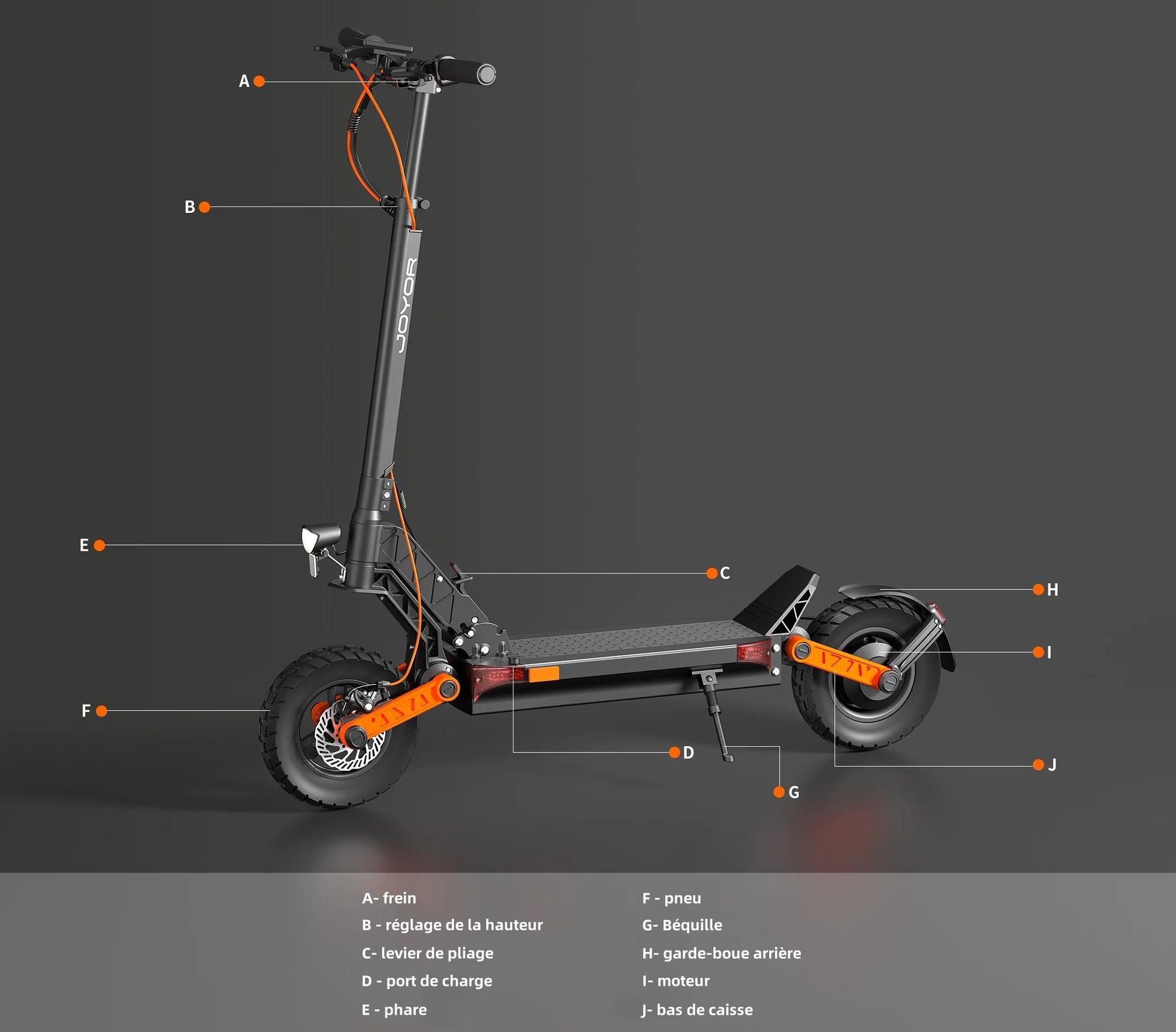 JOYOR S8 Pliable Trottinette électrique - Moteur 600W Batterie 48V26AH Pneus de 10 Pouces - Noir