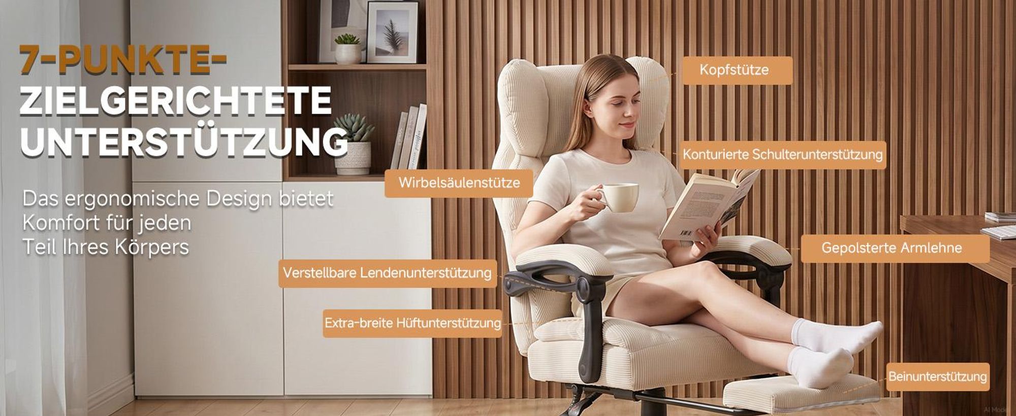 GTPLAYER Gaming Stuhl, Ergonomischer Bürostuhl mit Fußstütze und Lendenstütze, Hochlehner Chefsessel für Große, breiter Computersessel, Höhenverstellb