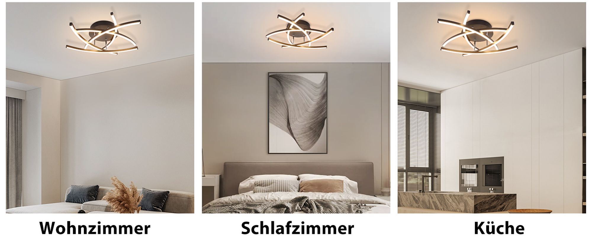 ZMH Deckenlampe LED Deckenleuchte Wohnzimmer 32W Dimmbar Küchenlampe Schwarz mit Fernbedienung Modern Design Wohnzimmerlampe Metall Schlafzimmerlampe Flur Deckenleuchten für Kinderzimmer Büro
