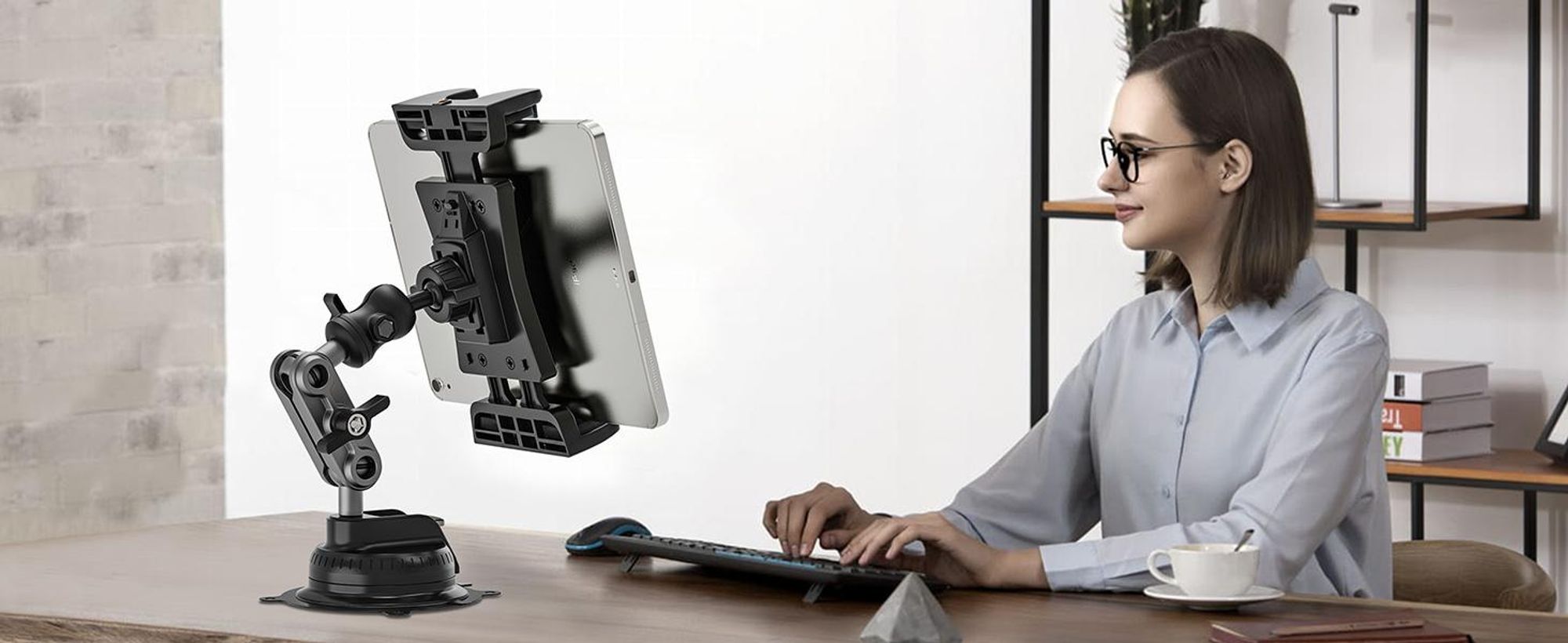 Tablet Halterung Auto Armaturenbrett & Frontscheibe, 360° Kfz iPad Halterung mit Saugnapf für 4,7-12,9 Zoll iPad Pro/Air, Handy & Galaxy Tab
