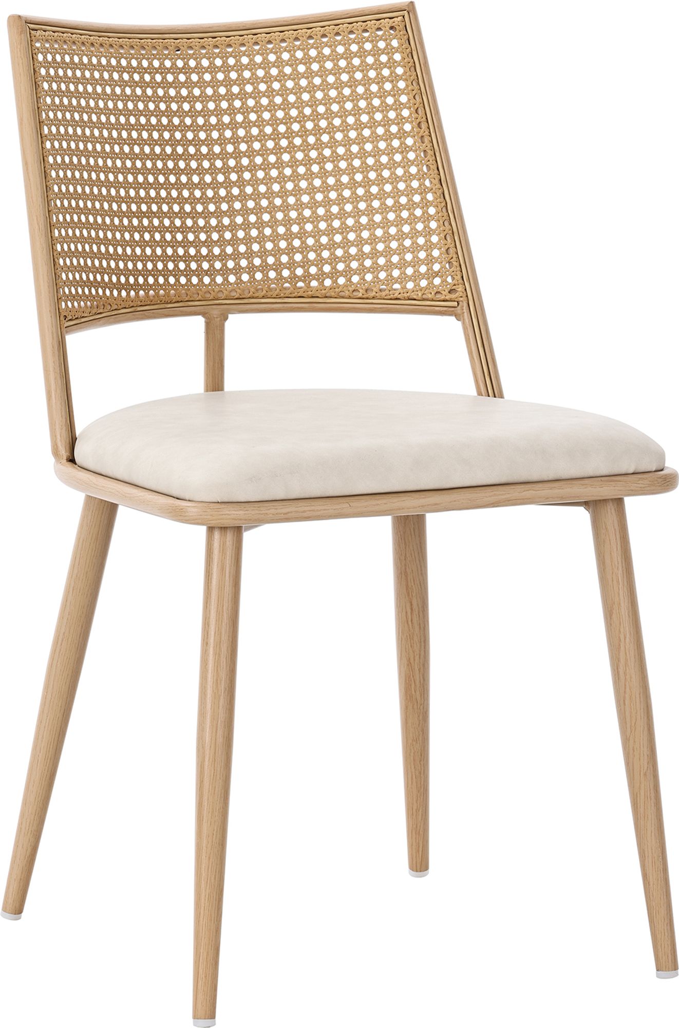 Flieks Rattan Esszimmerstühle 4er Set, Esstischstühle Küchenstühle mit Metallbeinen, Gartenstuhl Freizeitstuhl Wohnzimmerstuhl, PU, Beige