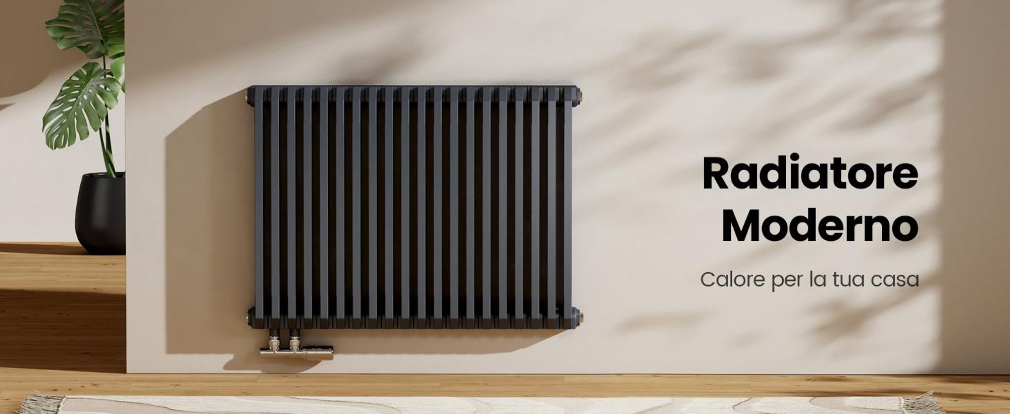 Radiatore di design EMKE a forma di D 600x840mm 1383W Vincitore del Red Dot Award antracite - installazione orizzontale, per 18,4 m², bagno e soggiorno senza elemento riscaldante