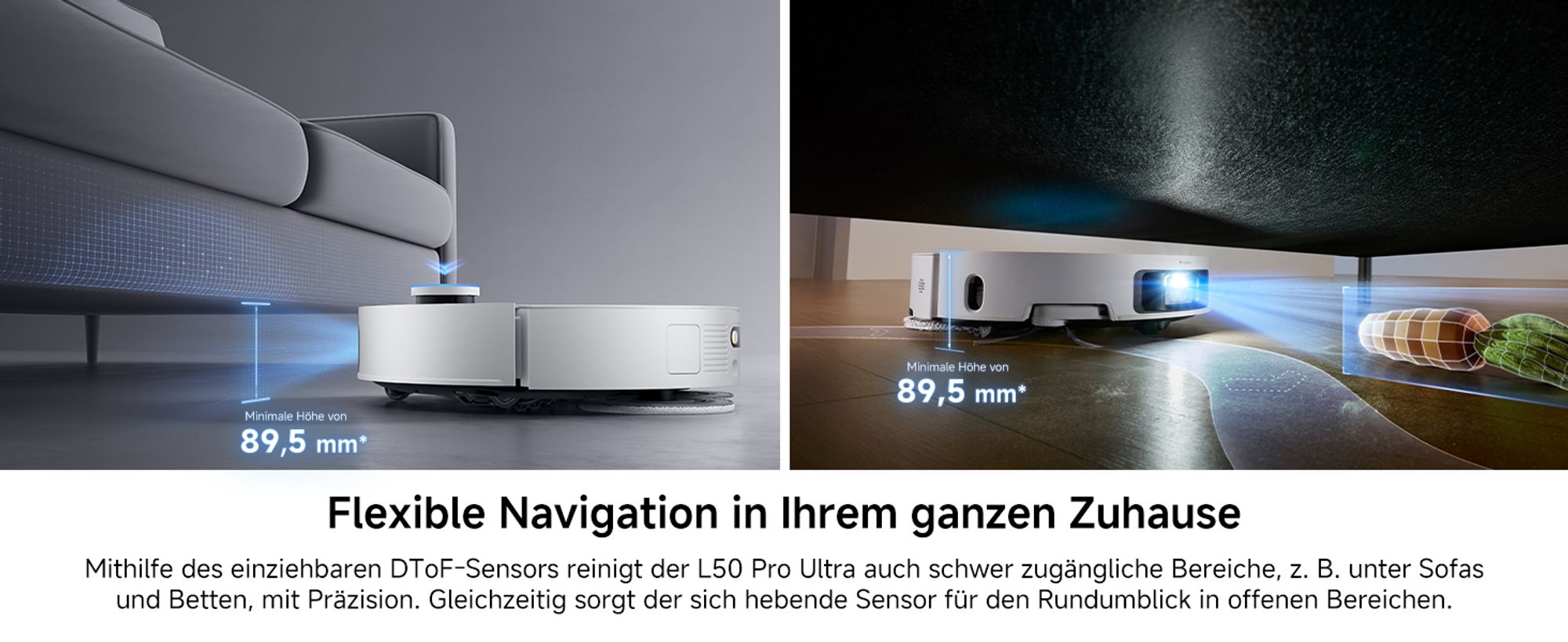 Dreame L50 Pro Ultra Staubsauger Roboter mit Wischfunktion,19500Pa Saugkraft,360°LiDAR Navigation,KI-Hindernisvermeidung,Selbstreinigend,Anti-Tangle