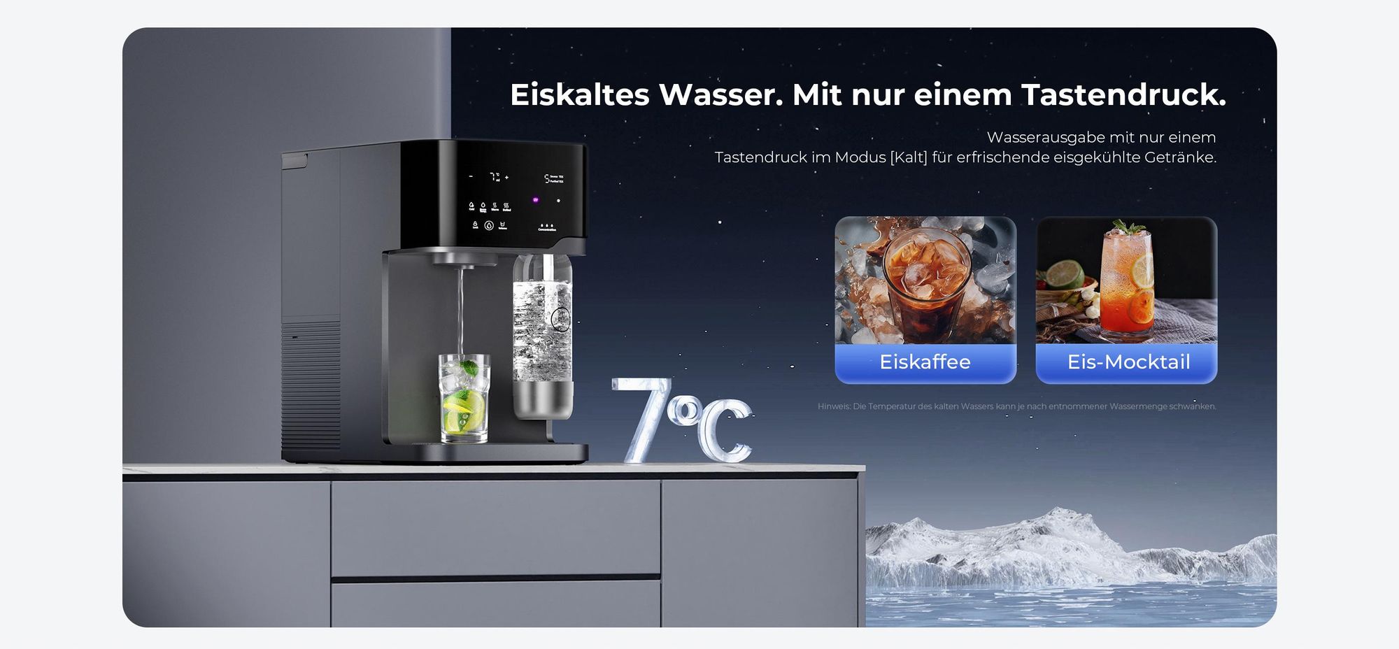 Hydrofast C300 RO Wasserfilter mit Sprudelfunktion inkl. HF04 5-in-1 Ersatzfilter, UV, 7°C Kaltwasser, Heißwasser
