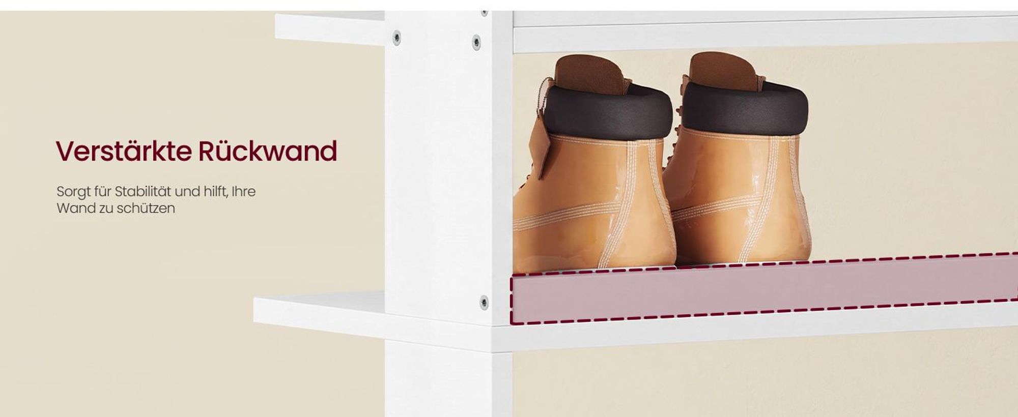 VASAGLE Schuhregal mit 7 Ebenen, Platzsparendes Standregal aus Holz, 52 x 30 x 110,5 cm, Weiß