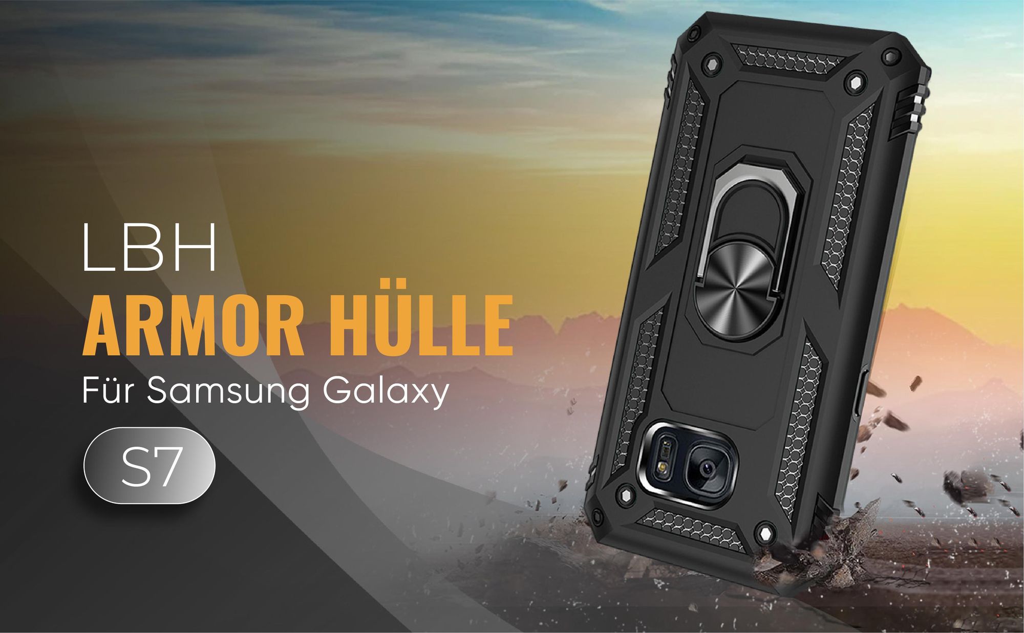 Schwarze Outdoorhülle für Samsung Galaxy S7