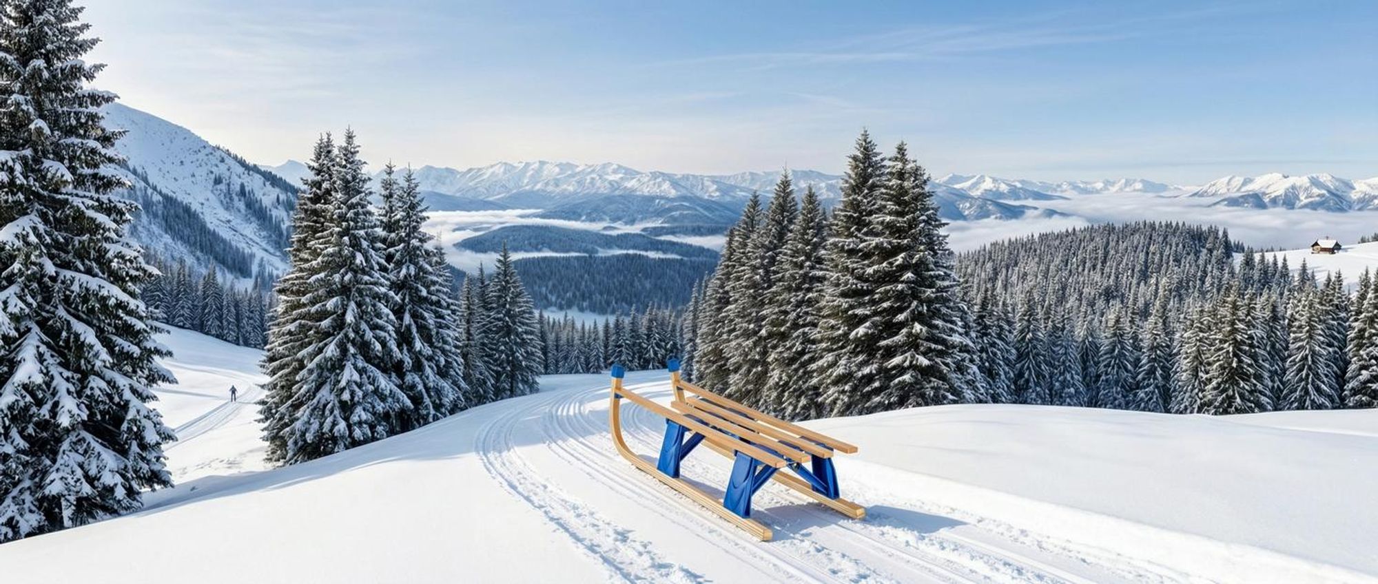 tectake® Holzschlitten Jeffrey klappbar 37,5 x 109,5 x 31 cm, Belastbarkeit 130 kg