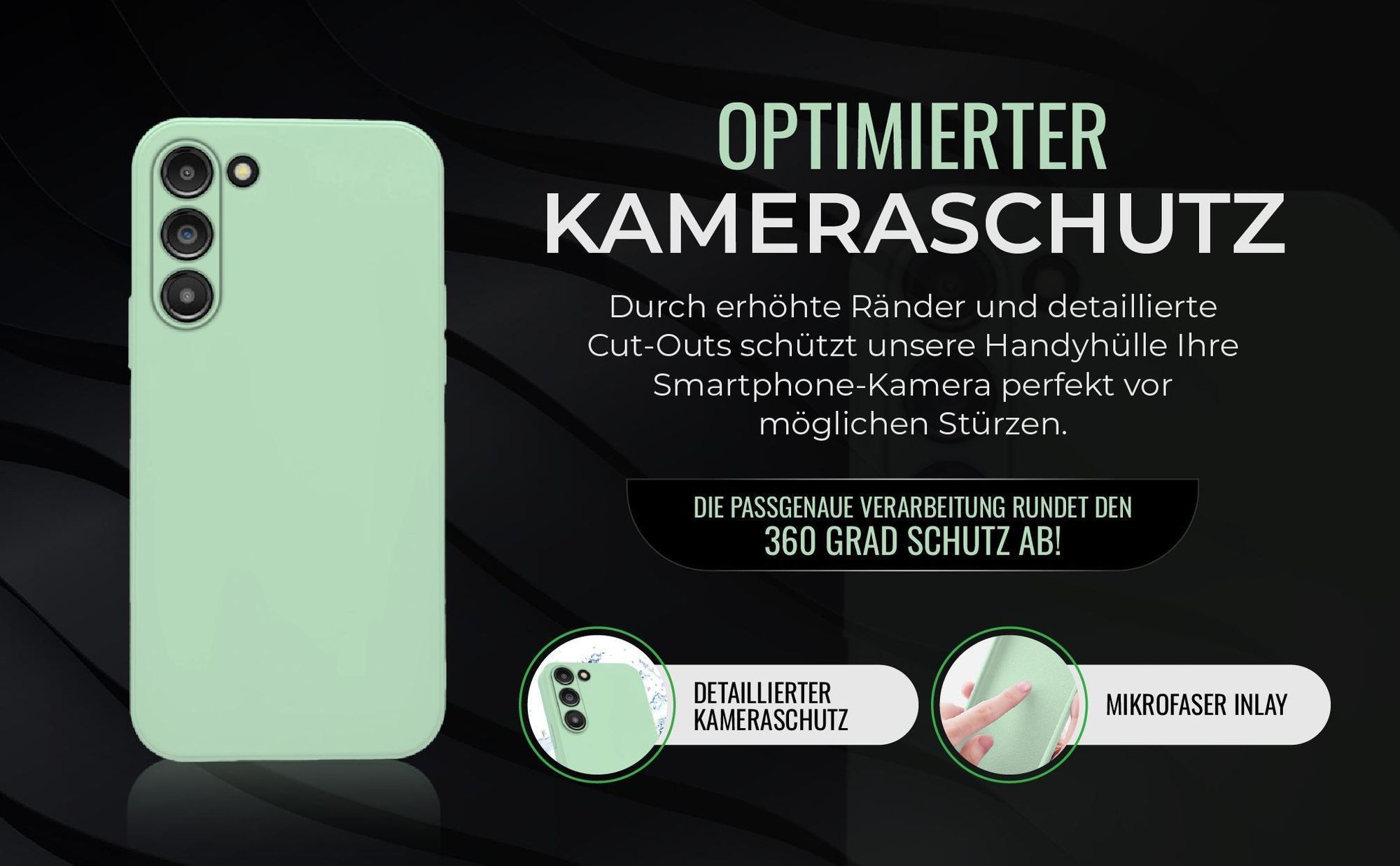 Handyhülle in Türkis für Samsung Galaxy S23+ in detailliertem Kamera Cutout