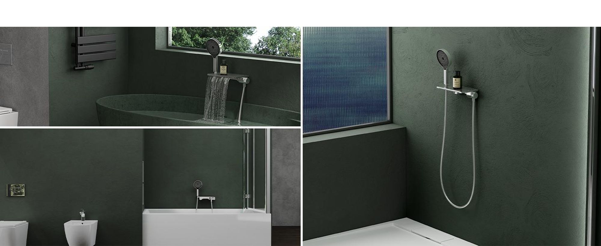 Mai & Mai Badewannenarmatur mit Handbrause Wasserfall Wannenarmatur 5 Strahlarten Duschbrause mit Unterauslauf Handbrause aus Messing Silber DSN-401