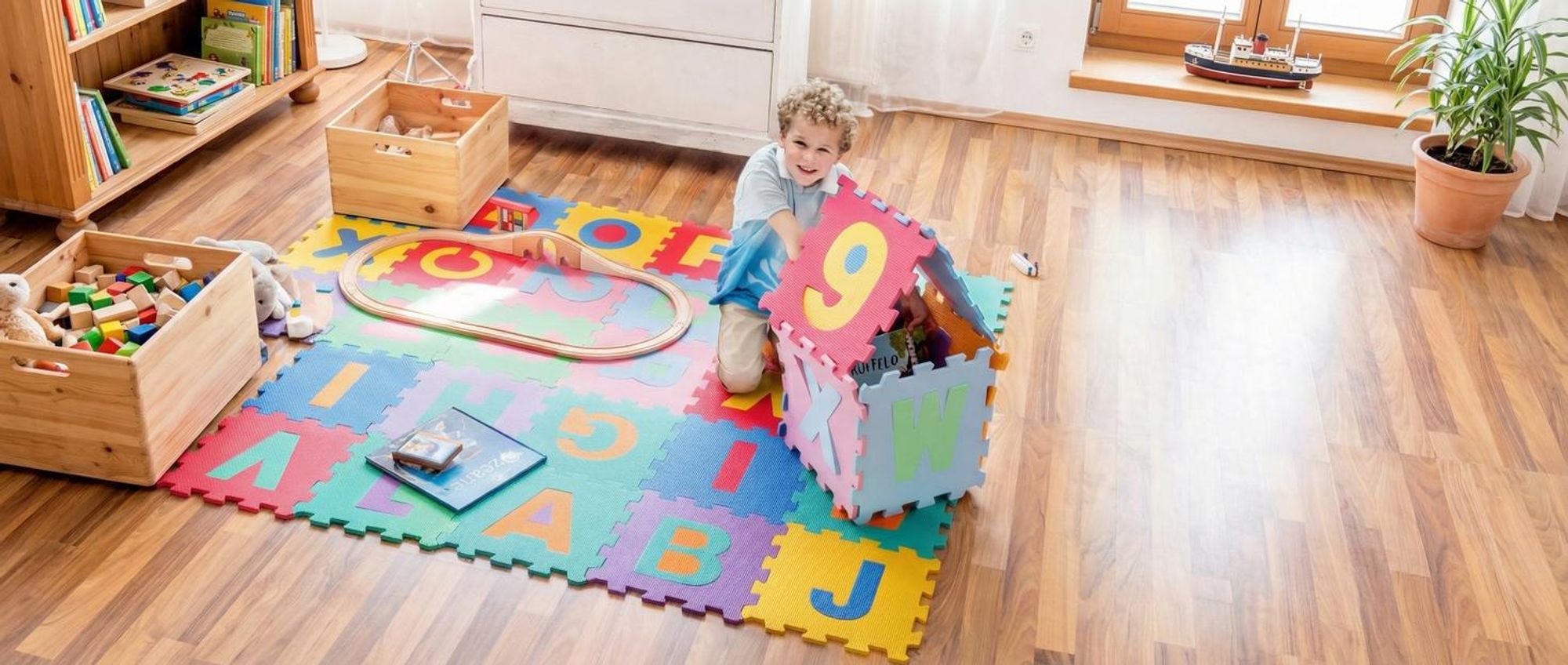 tectake® Puzzlematte 86-teilig Gesamtfläche: 3,6 m², jedes Teil 31,5 x 31,5 x 1 cm