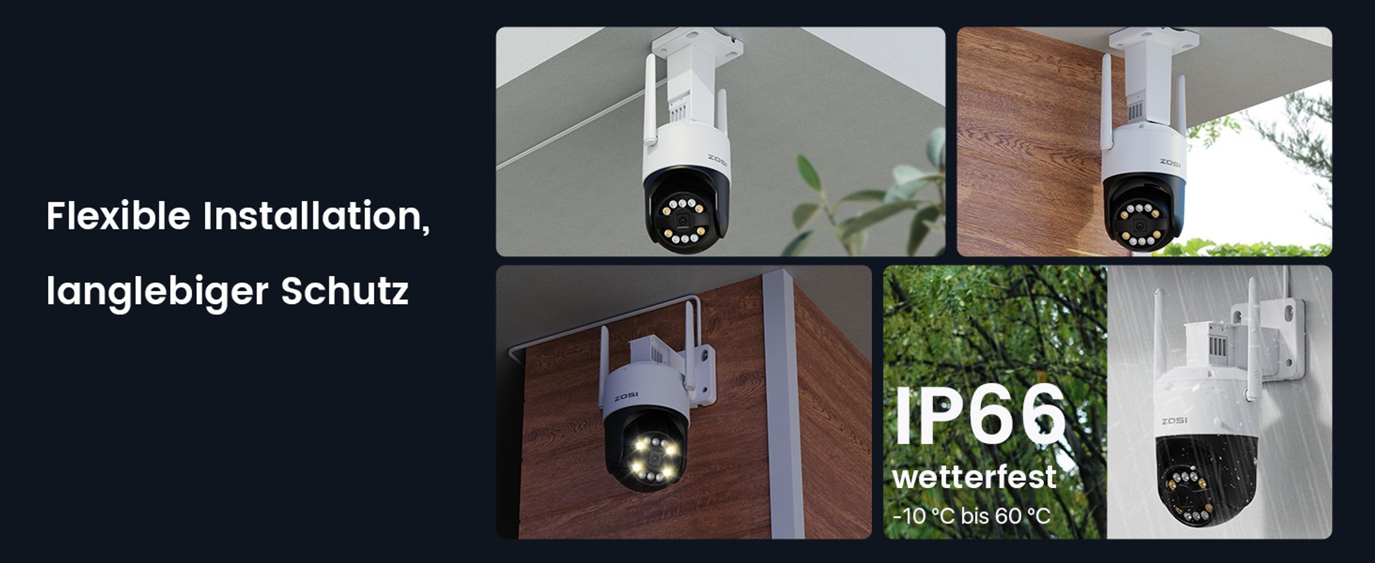 ZOSI 3K Wi-Fi 6 Outdoor Überwachungskamera mit 360° Pan & Neigung, 2,4 GHz WLAN Kamera für Außen mit AI Mensch/Fahrzeug/Tier Erkennung, 2-Wege-Audio