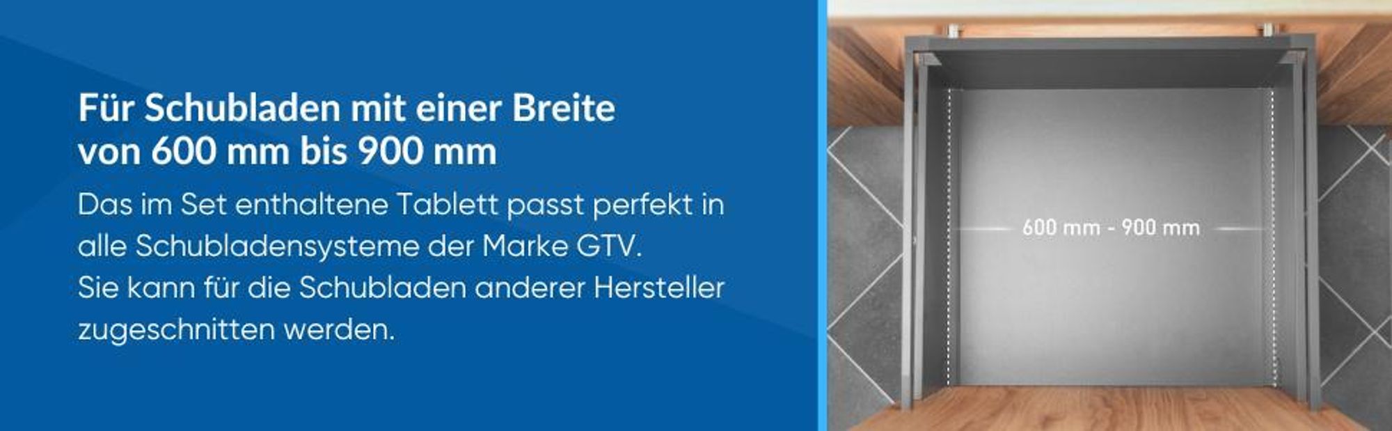 GTV AXISPACE Müll‑ und Sortier‑System 600 mm – 2×15 L + 2×7 L Abfall‑Körbe, anthrazit, kompatibel mit Schubladen