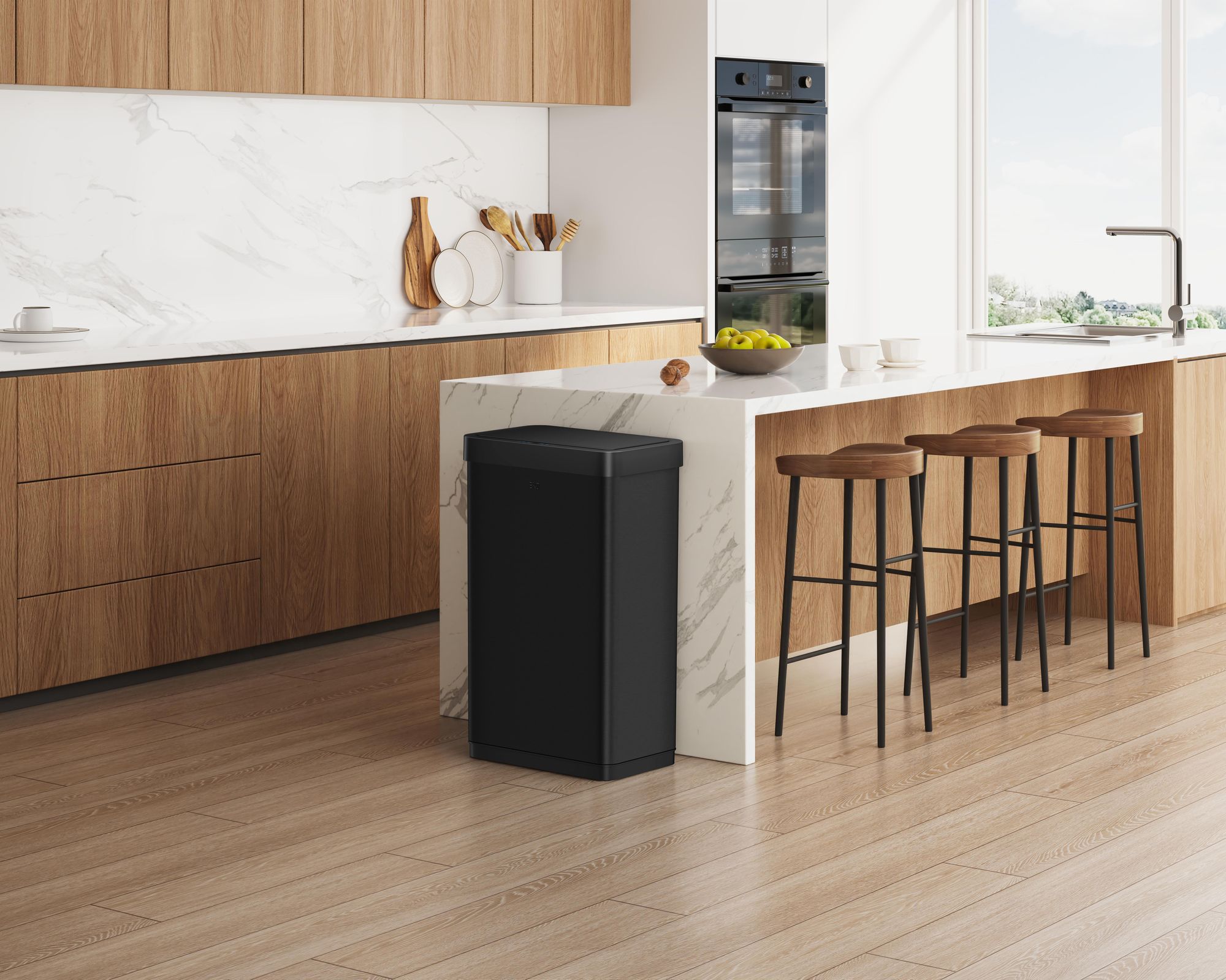 EKO - Poubelle Mirage X Sensor 80 litres - Acier inoxydable   - Noir mat