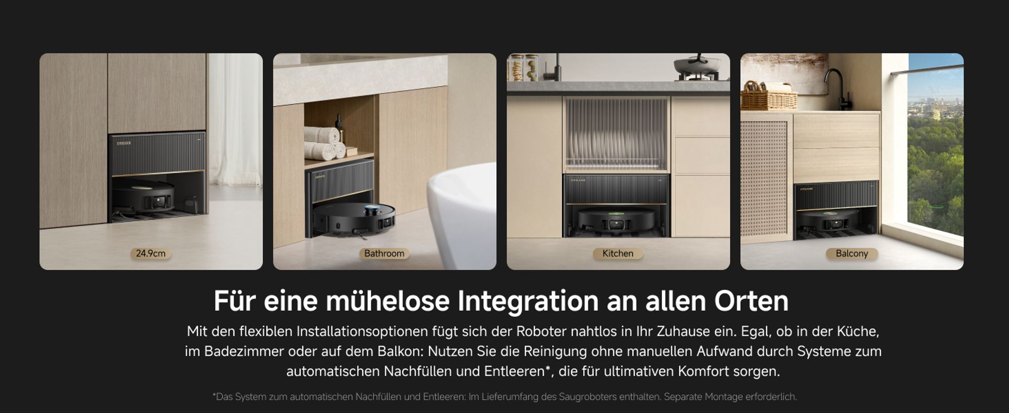 DREAME X50 Master Staubsaugerroboter mit 24,9cm Basisstation,Automatisches Nachfüllen＆Entleeren,Nachlaufsystem,AI Hindernisvermeidung,20000Pa, Schwarz