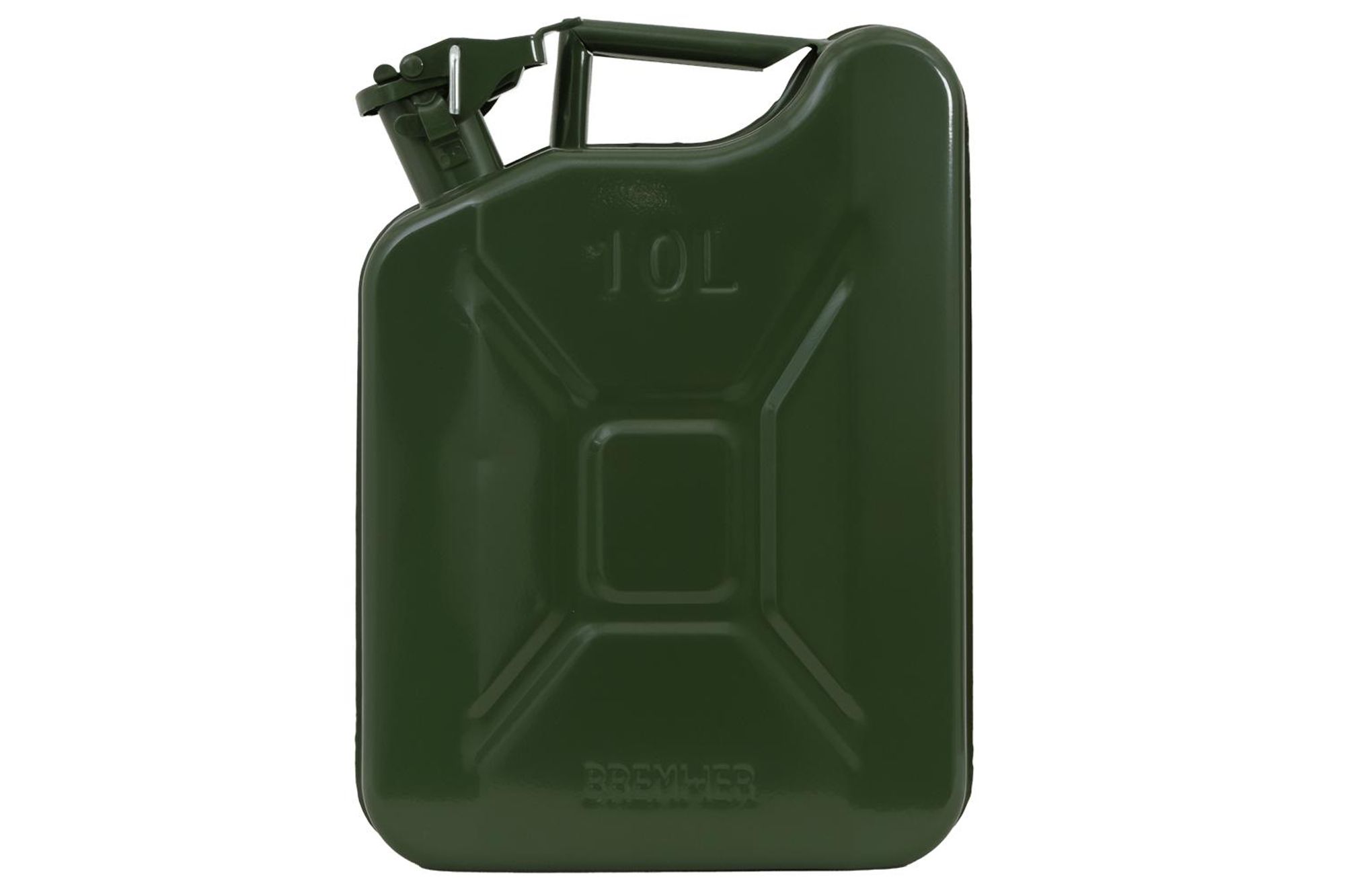HERMON Metallkanister 10 l, grüner Benzinkanister für Auto und Garten