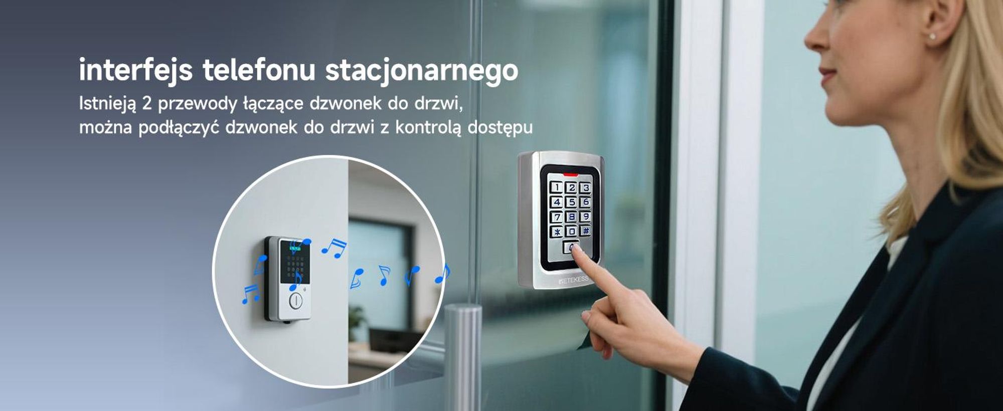 Retekess T-AC04 Inteligentna blokada drzwi IP68 System dostępu PIN 125KHz RFID Wodoodporny, podświetlany, antykradzieżowy, odpowiedni do sklepów mieszkalnych
